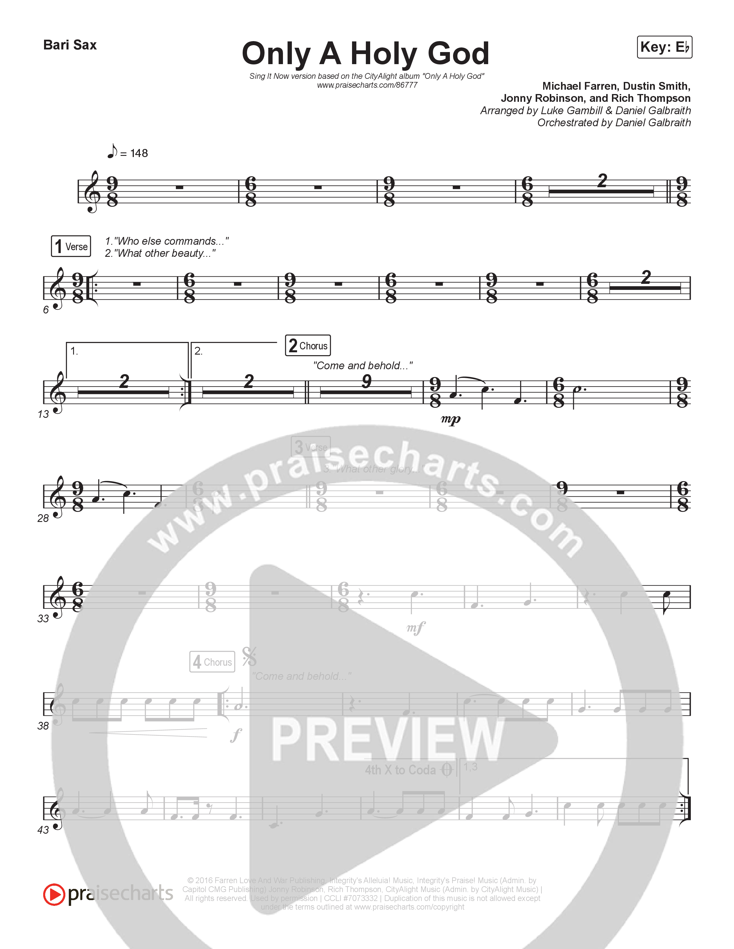 Only A Holy God (Sing It Now) Bari Sax (CityAlight / Arr. Luke Gambill)