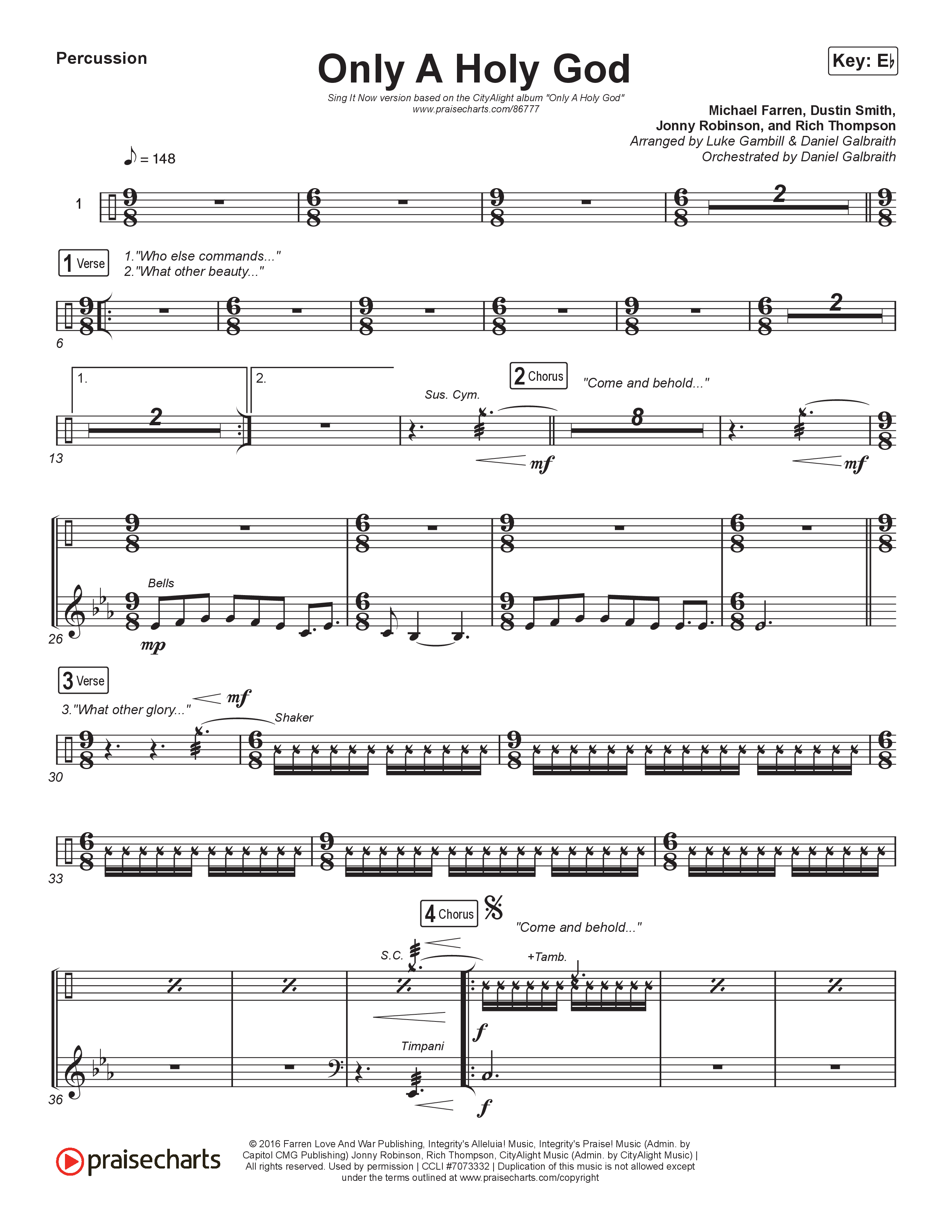 Only A Holy God (Sing It Now) Percussion (CityAlight / Arr. Luke Gambill)