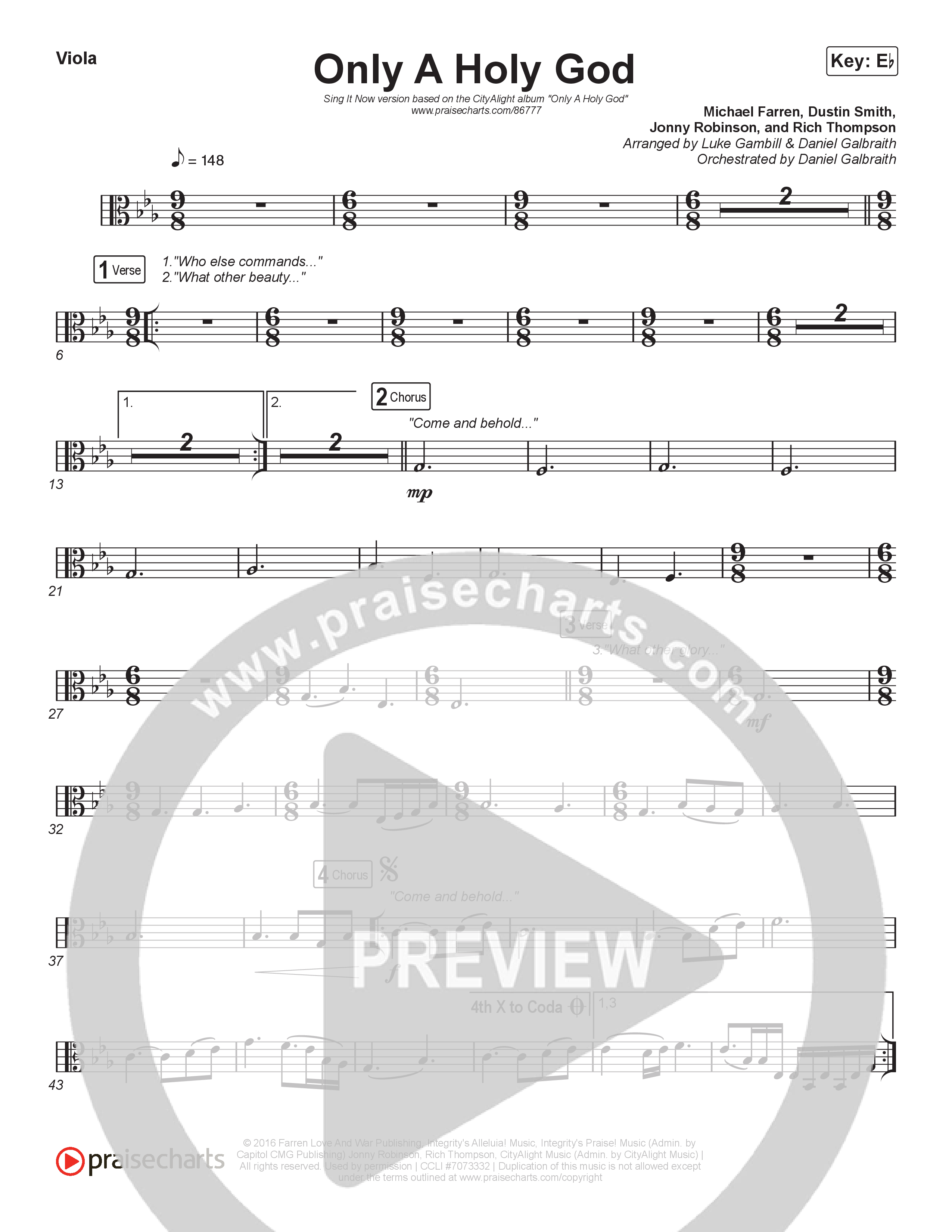 Only A Holy God (Sing It Now) Viola (CityAlight / Arr. Luke Gambill)