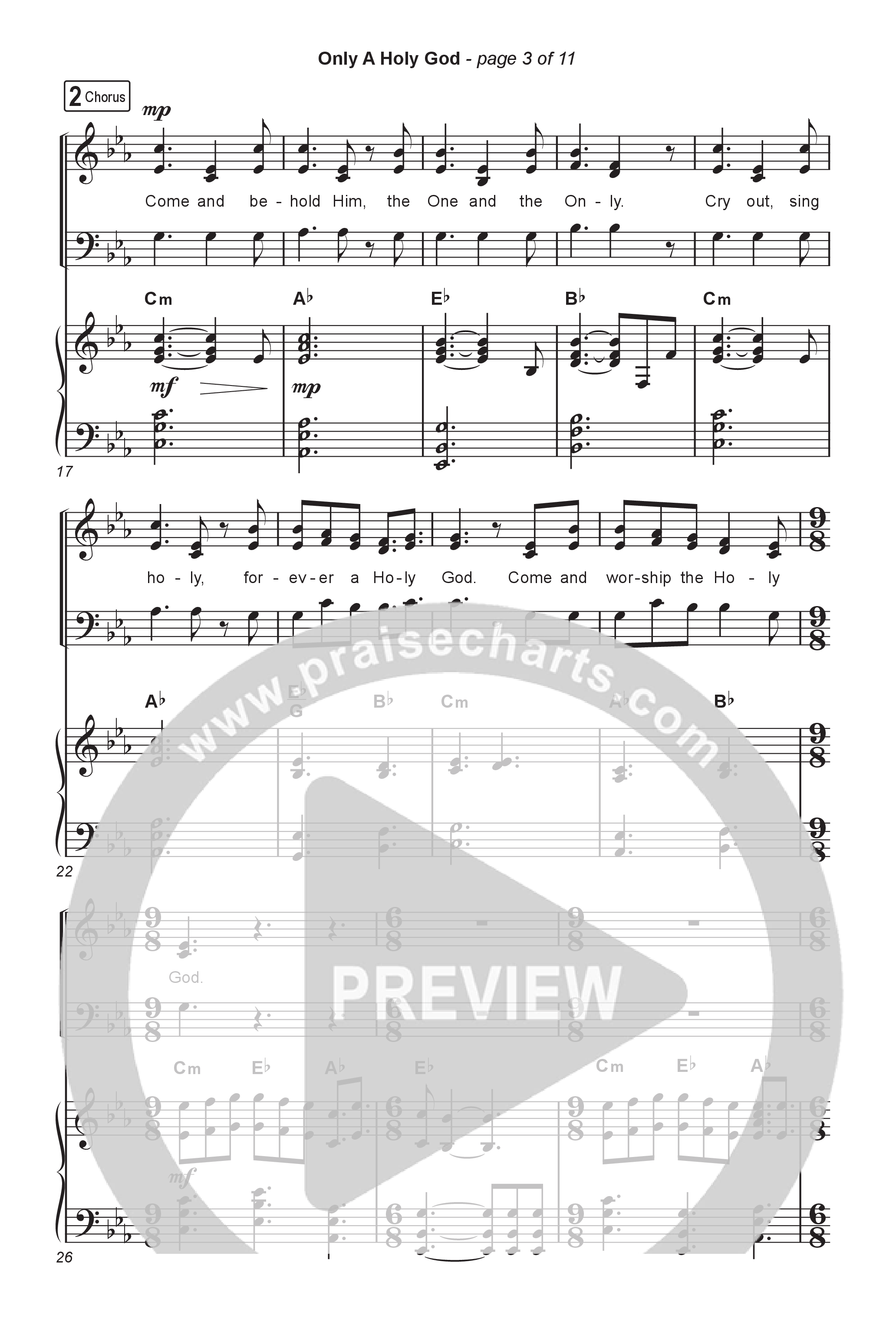 Only A Holy God (Worship Choir/SAB) Octavo (SAB & Pno) (CityAlight / Arr. Luke Gambill)