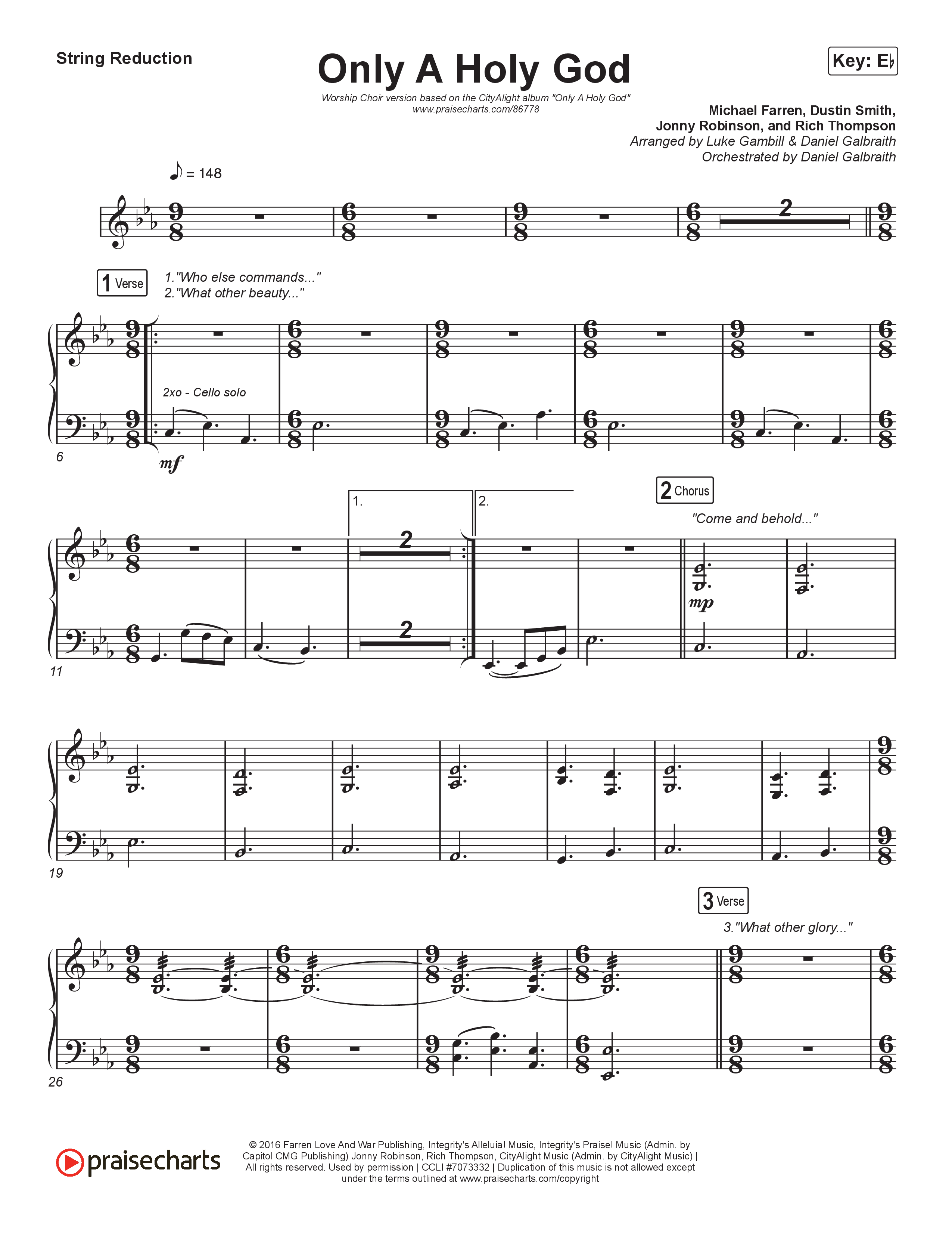 Only A Holy God (Worship Choir/SAB) String Reduction (CityAlight / Arr. Luke Gambill)