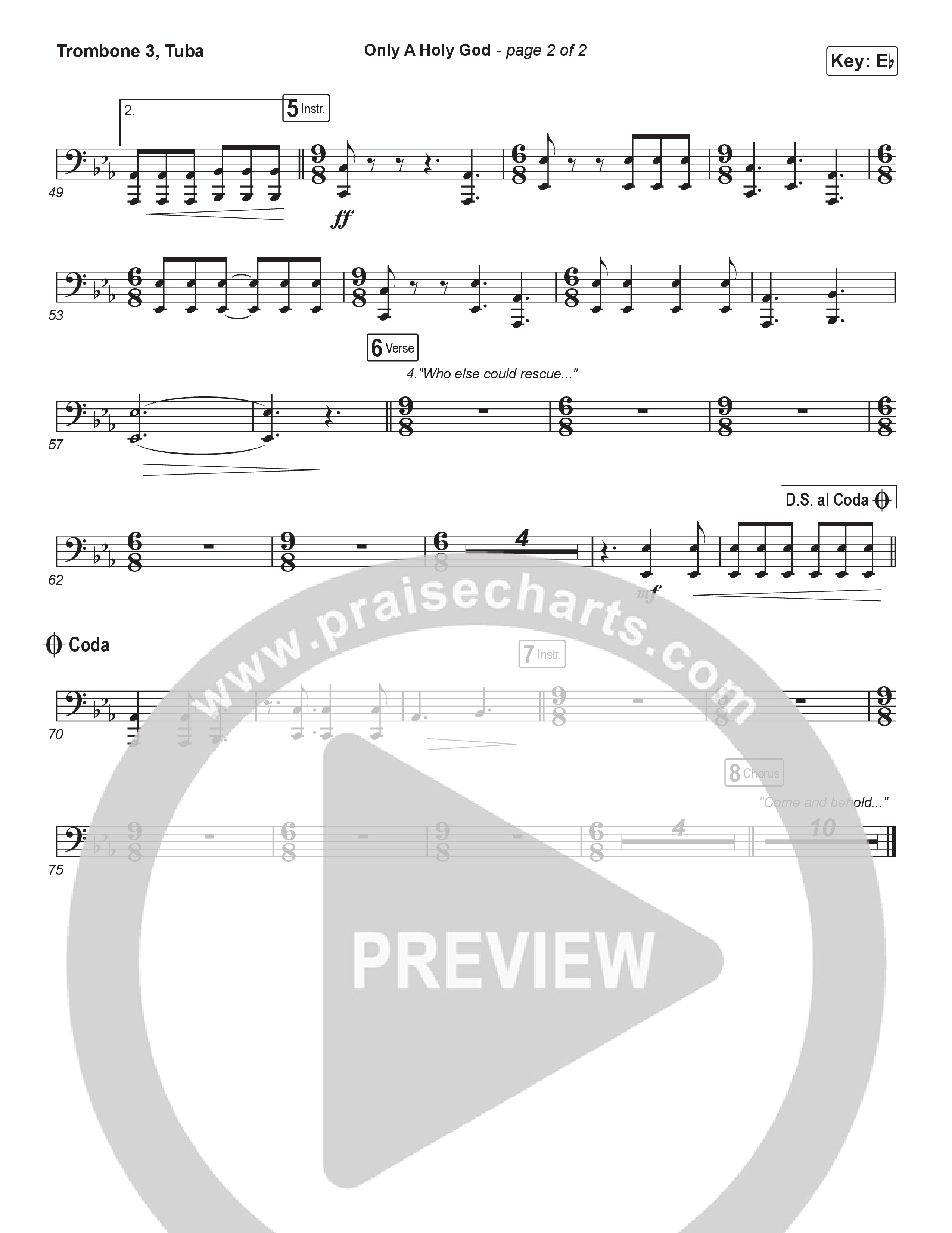 Only A Holy God (Worship Choir/SAB) Trombone 3/Tuba (CityAlight / Arr. Luke Gambill)