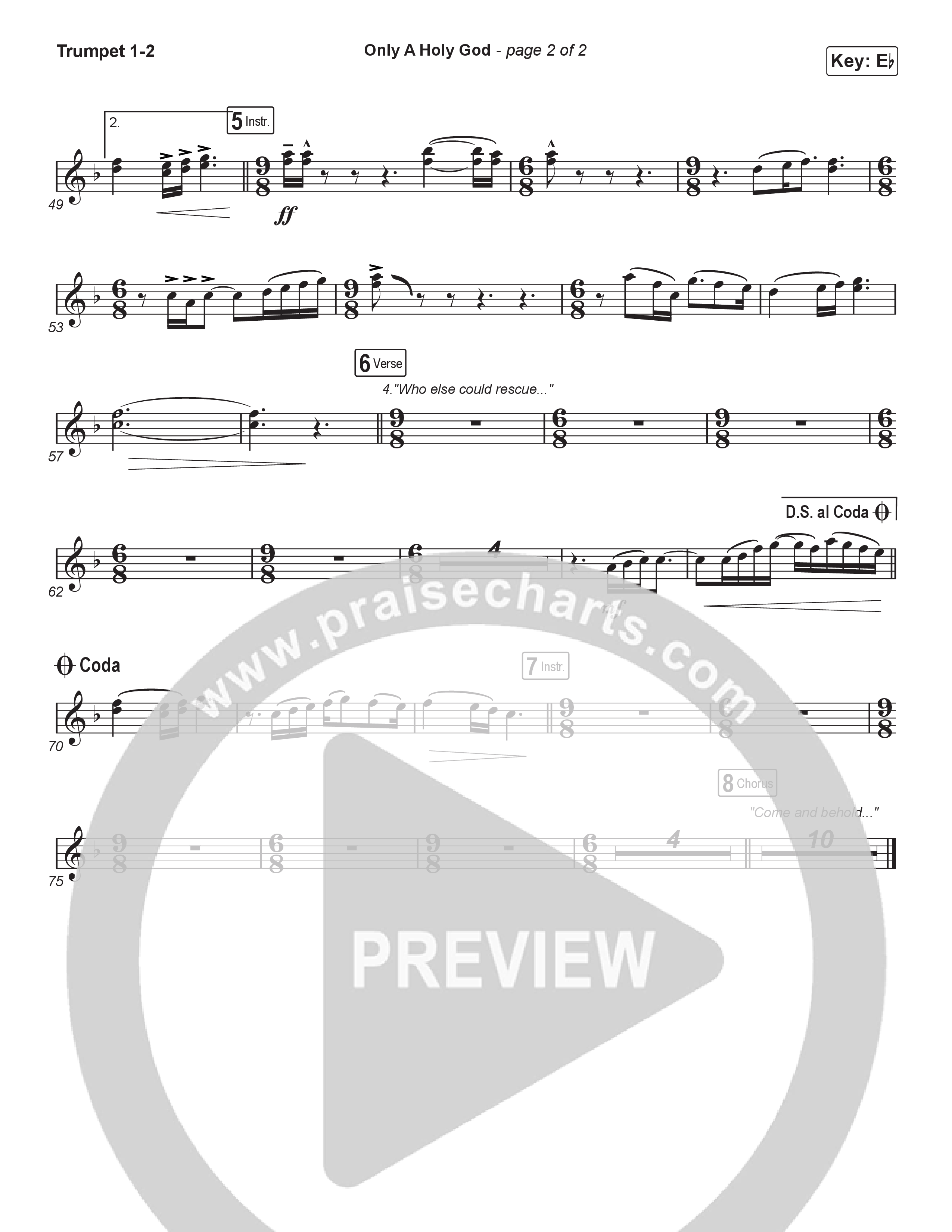 Only A Holy God (Worship Choir/SAB) Trumpet 1,2 (CityAlight / Arr. Luke Gambill)