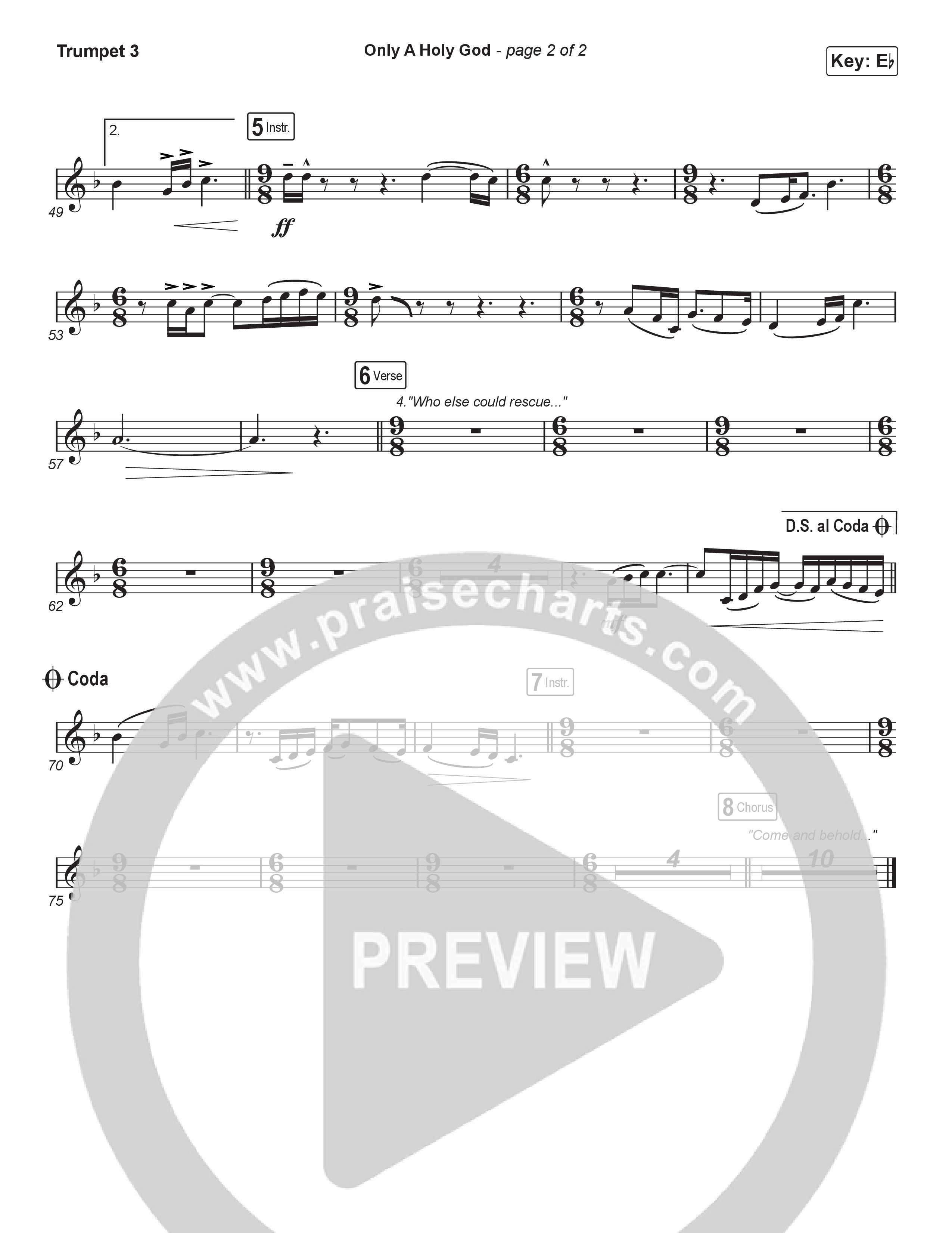 Only A Holy God (Unison/2-Part) Trumpet 3 (CityAlight / Arr. Luke Gambill)