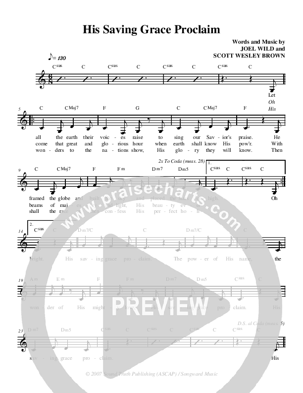 His Saving Grace Proclaim Lead Sheet (Before You Breathe)