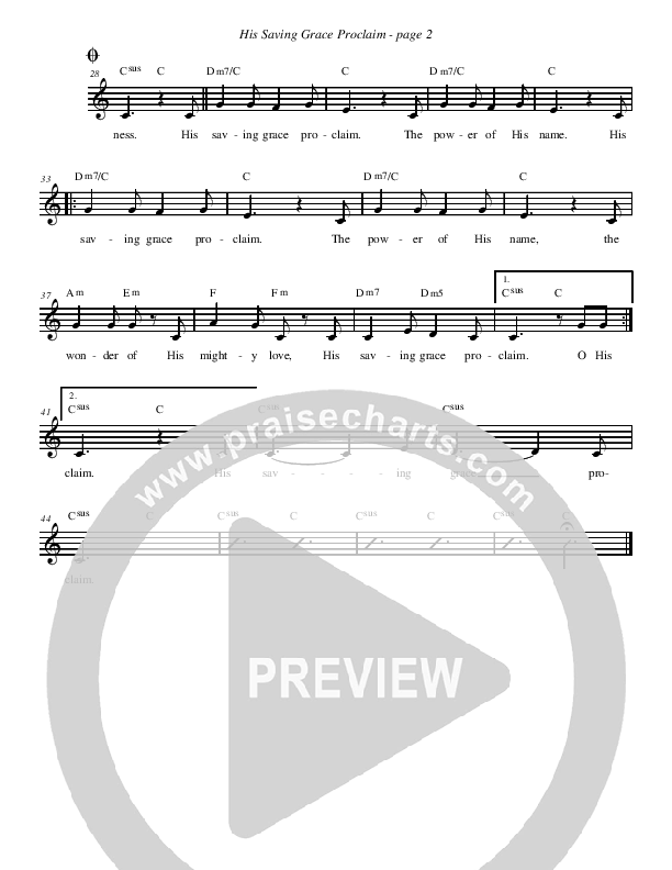 His Saving Grace Proclaim Lead Sheet (Before You Breathe)