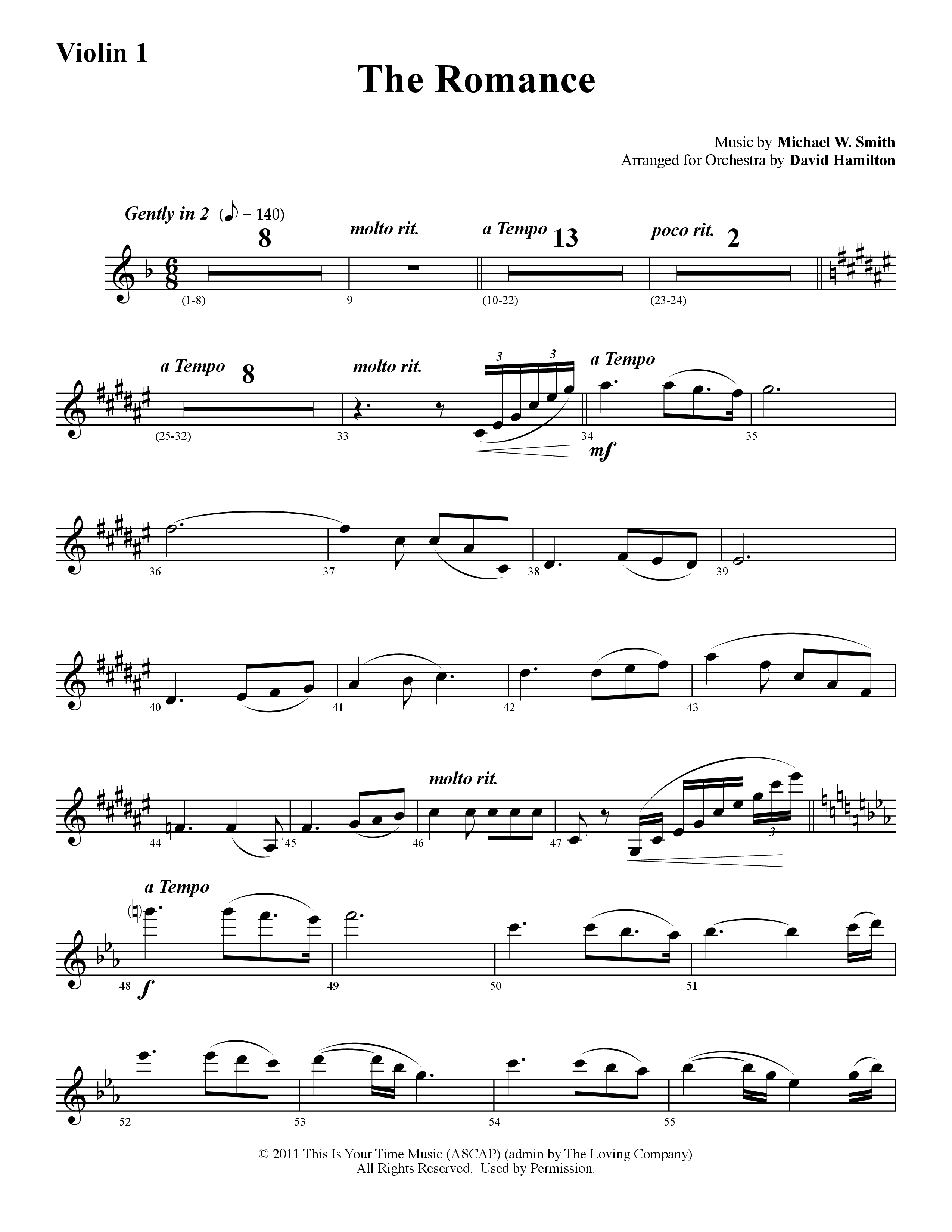 The Romance (Instrumental) Violin 1 (Word Music / Arr. David Hamilton)