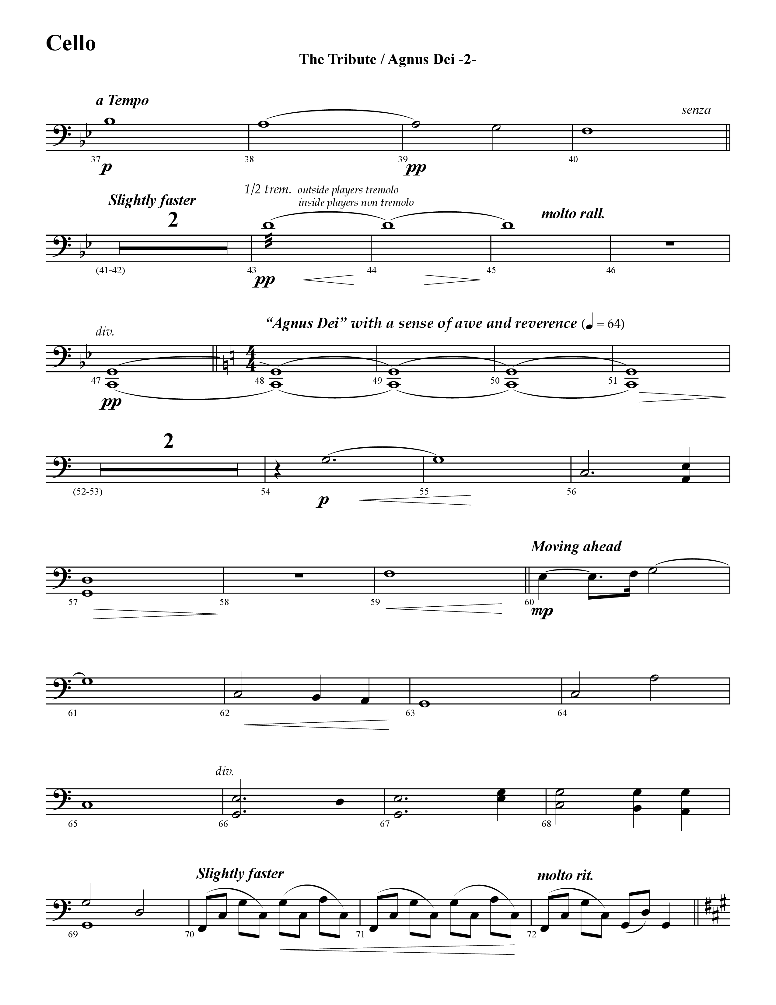 The Tribute (Instrumental) Cello (Word Music / Arr. David Hamilton)