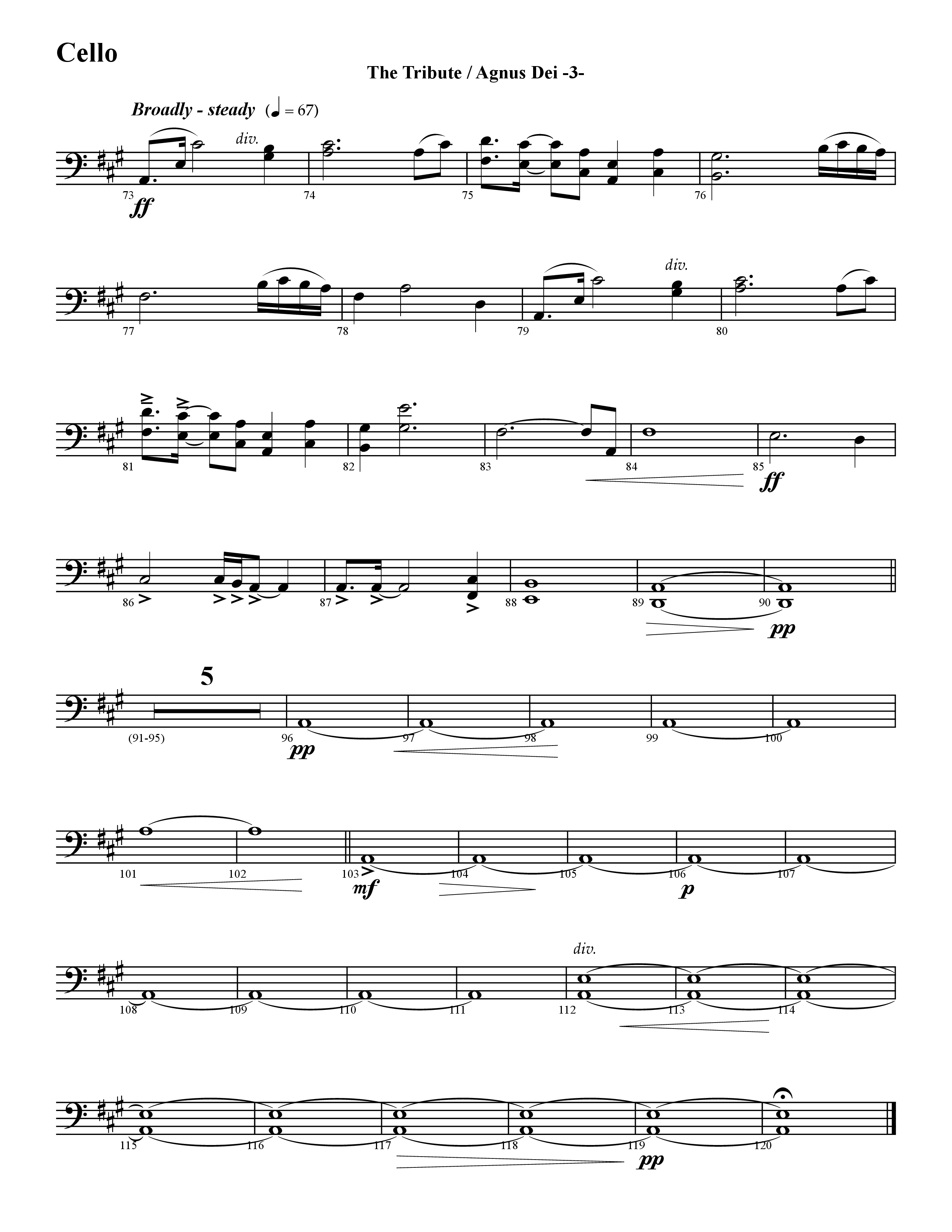 The Tribute (Instrumental) Cello (Word Music / Arr. David Hamilton)