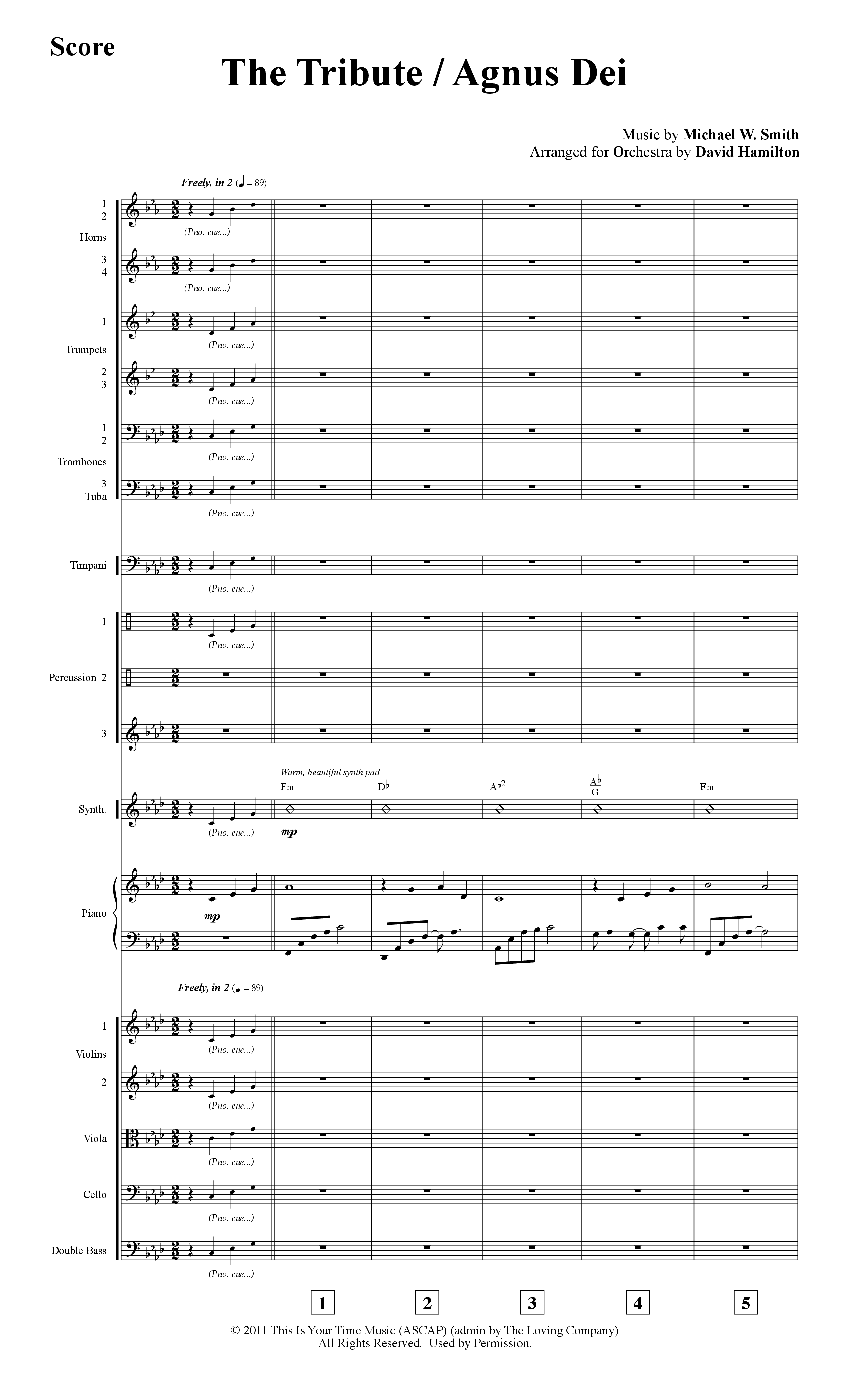 The Tribute (Instrumental) Orchestration (Word Music / Arr. David Hamilton)