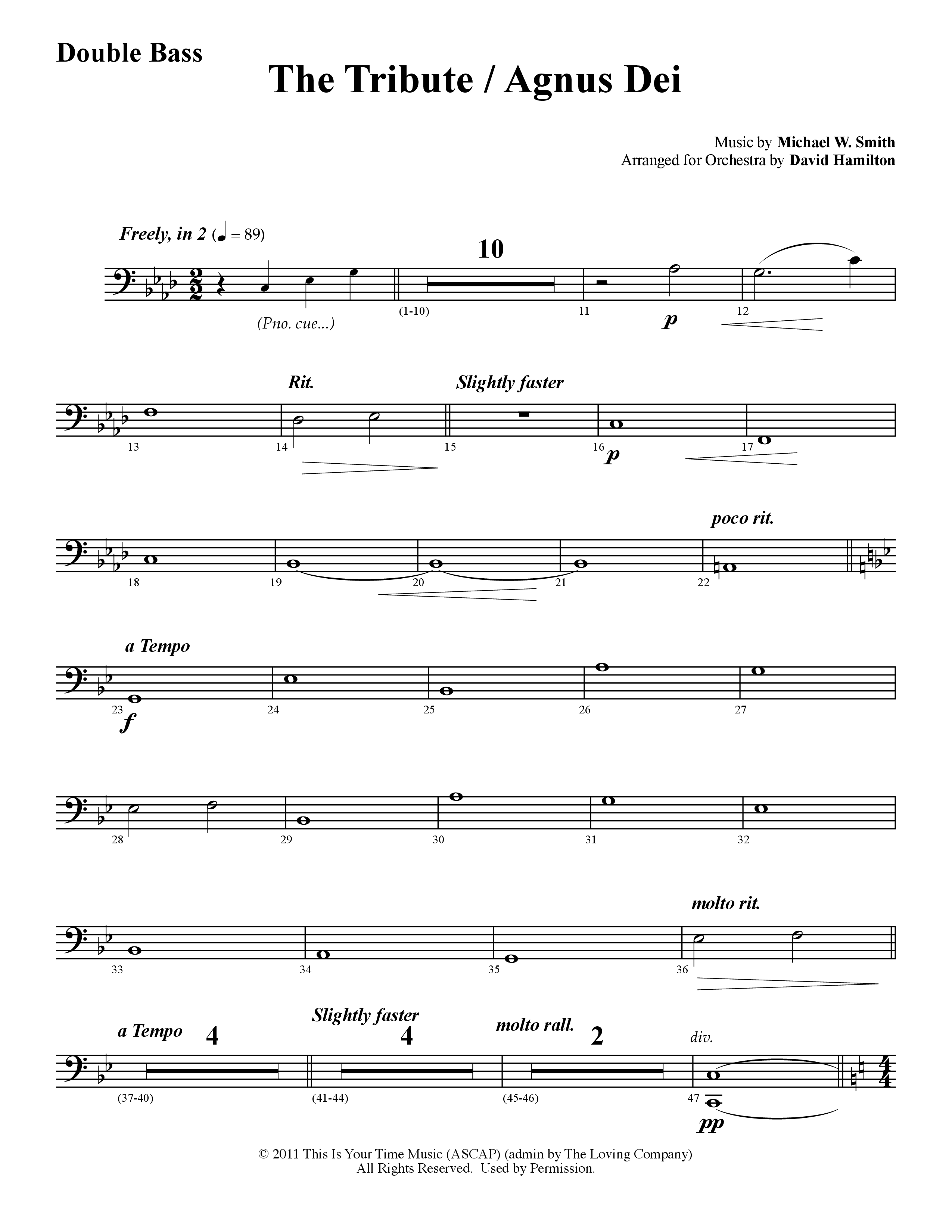 The Tribute (Instrumental) Double Bass (Word Music / Arr. David Hamilton)