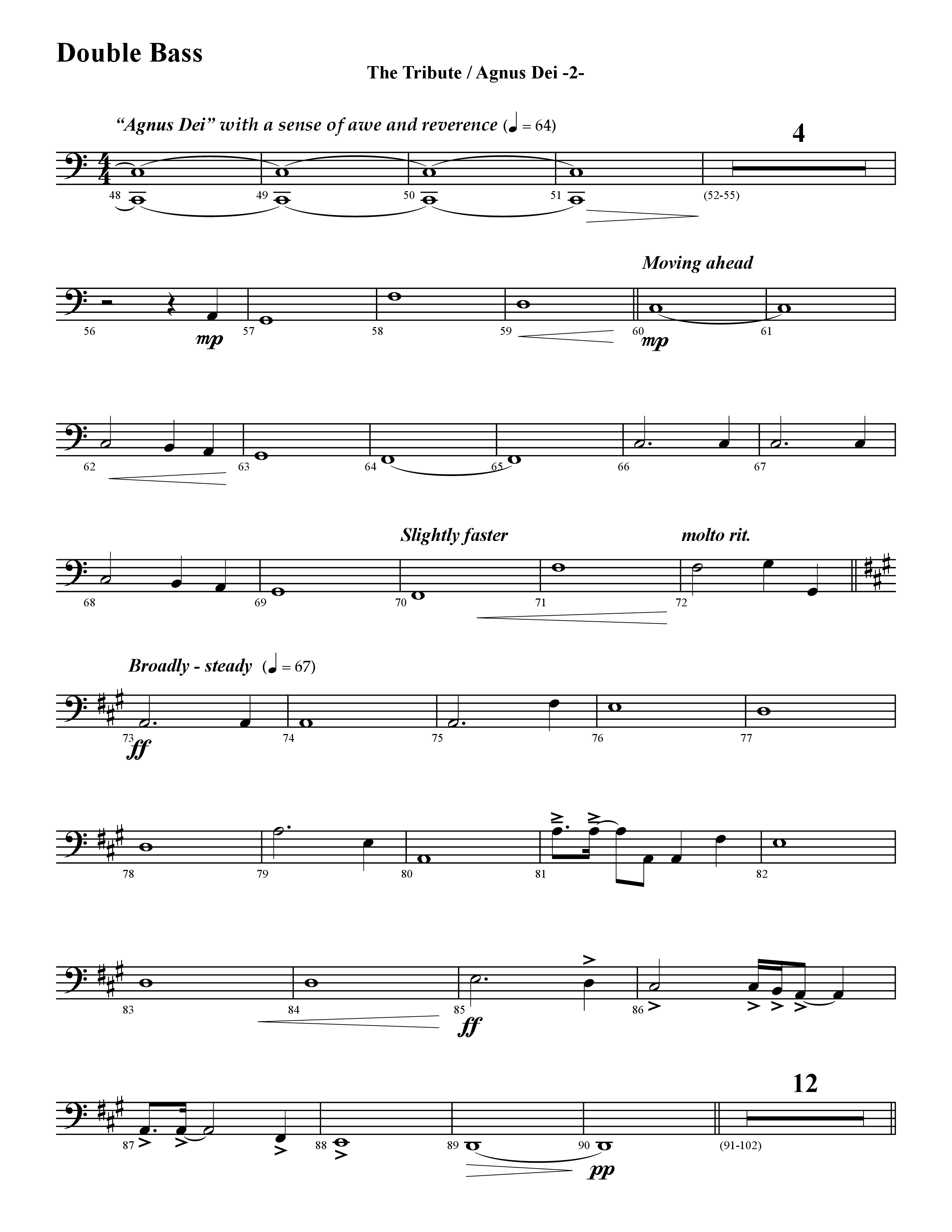 The Tribute (Instrumental) Double Bass (Word Music / Arr. David Hamilton)
