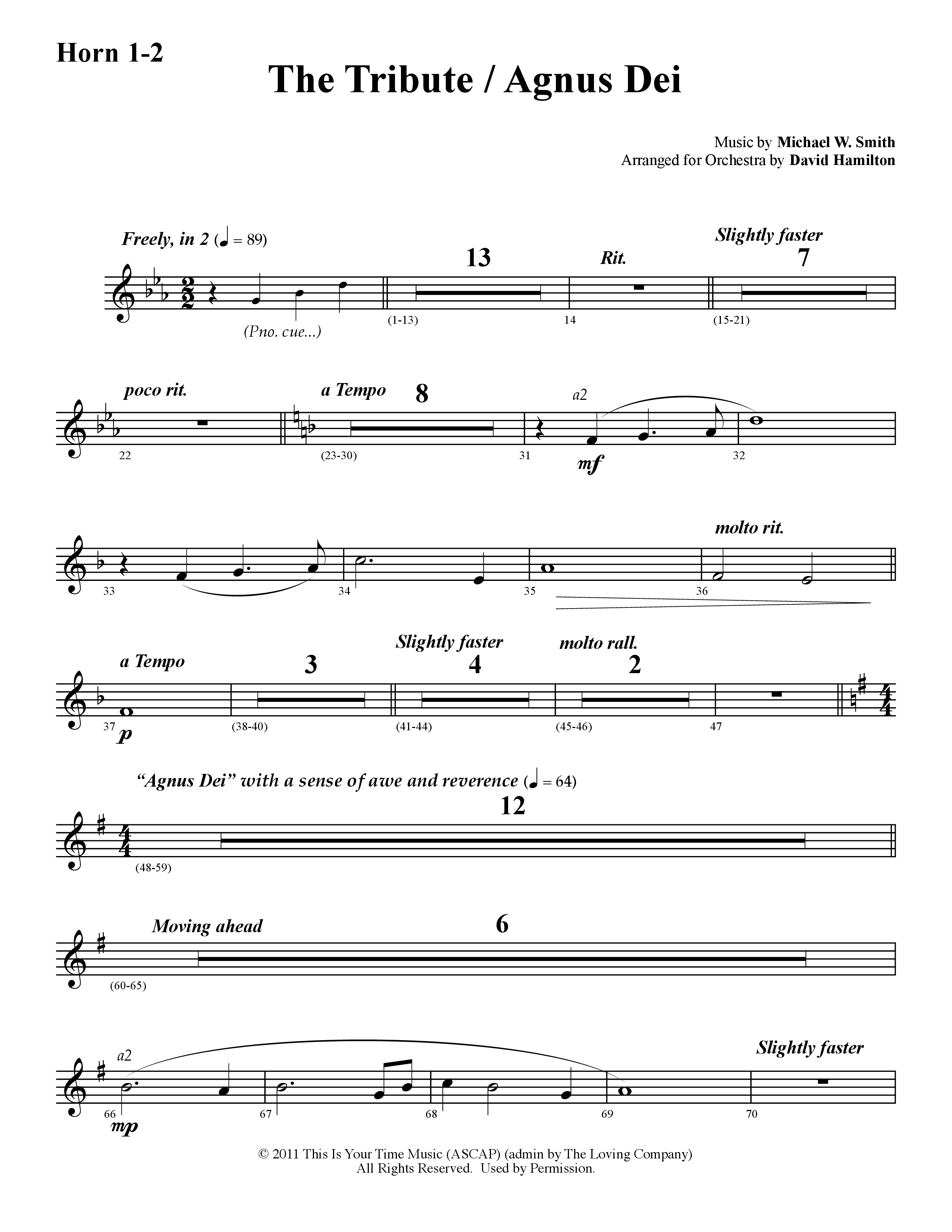 The Tribute (Instrumental) French Horn 1/2 (Word Music / Arr. David Hamilton)