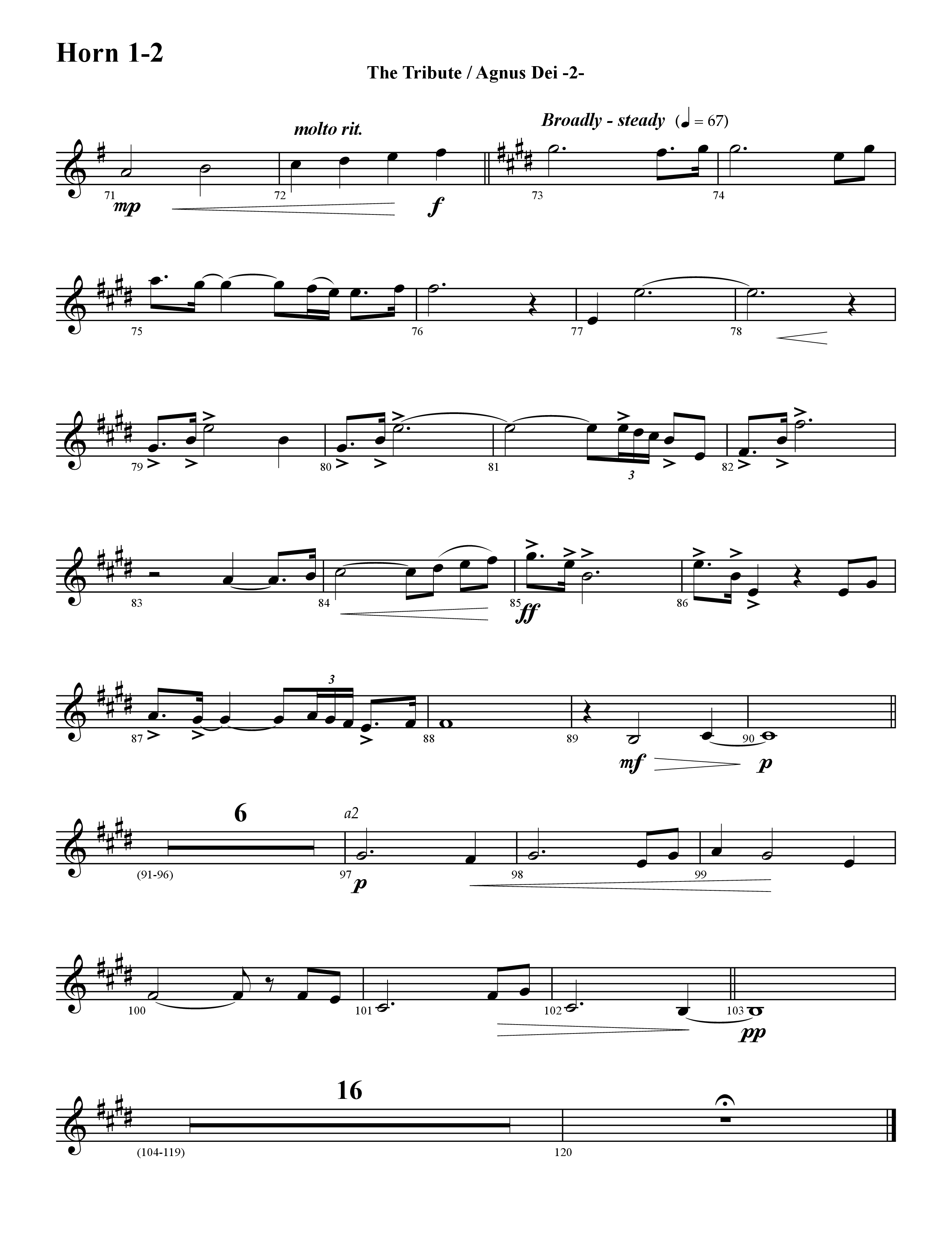 The Tribute (Instrumental) French Horn 1/2 (Word Music / Arr. David Hamilton)