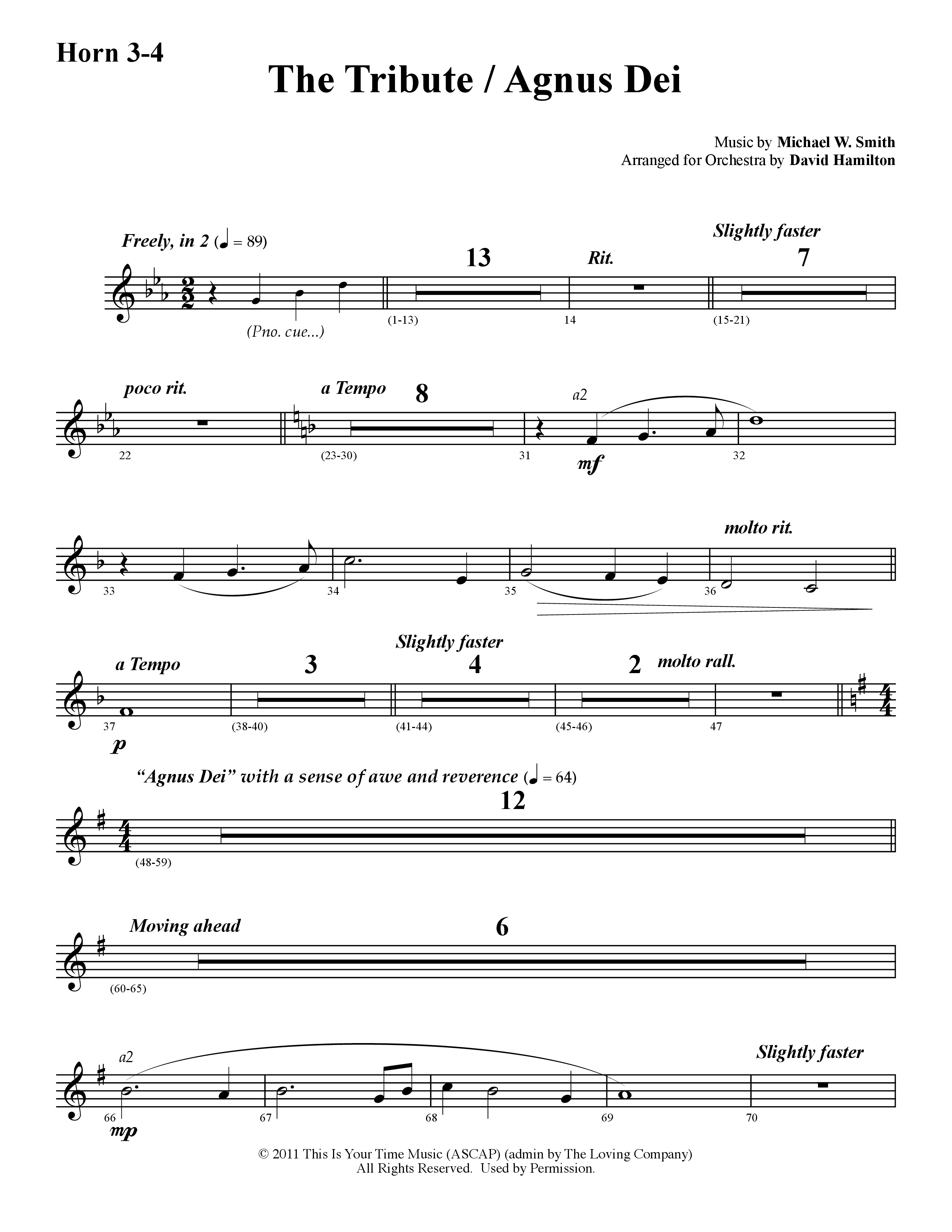 The Tribute (Instrumental) French Horn 3 (Word Music / Arr. David Hamilton)