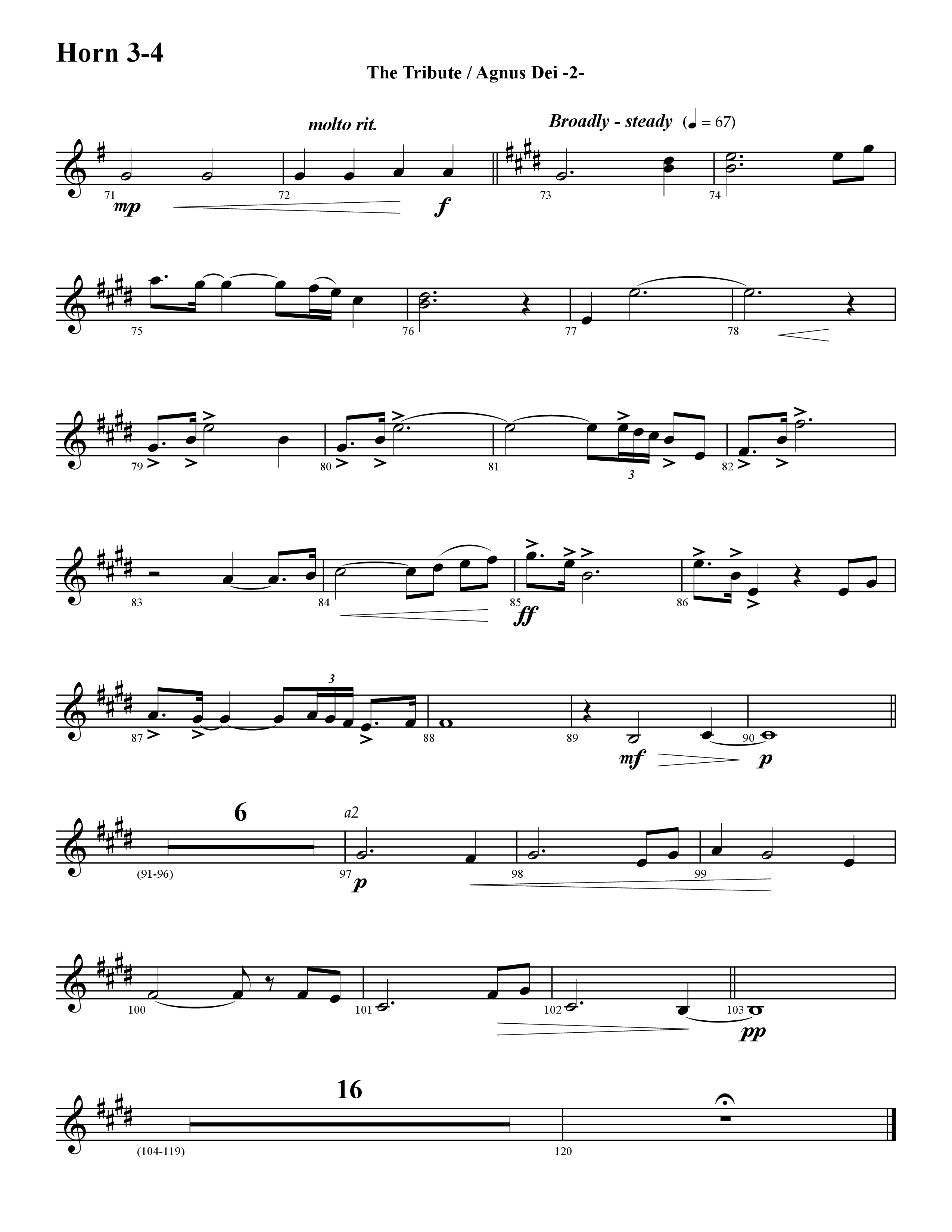 The Tribute (Instrumental) French Horn 3 (Word Music / Arr. David Hamilton)