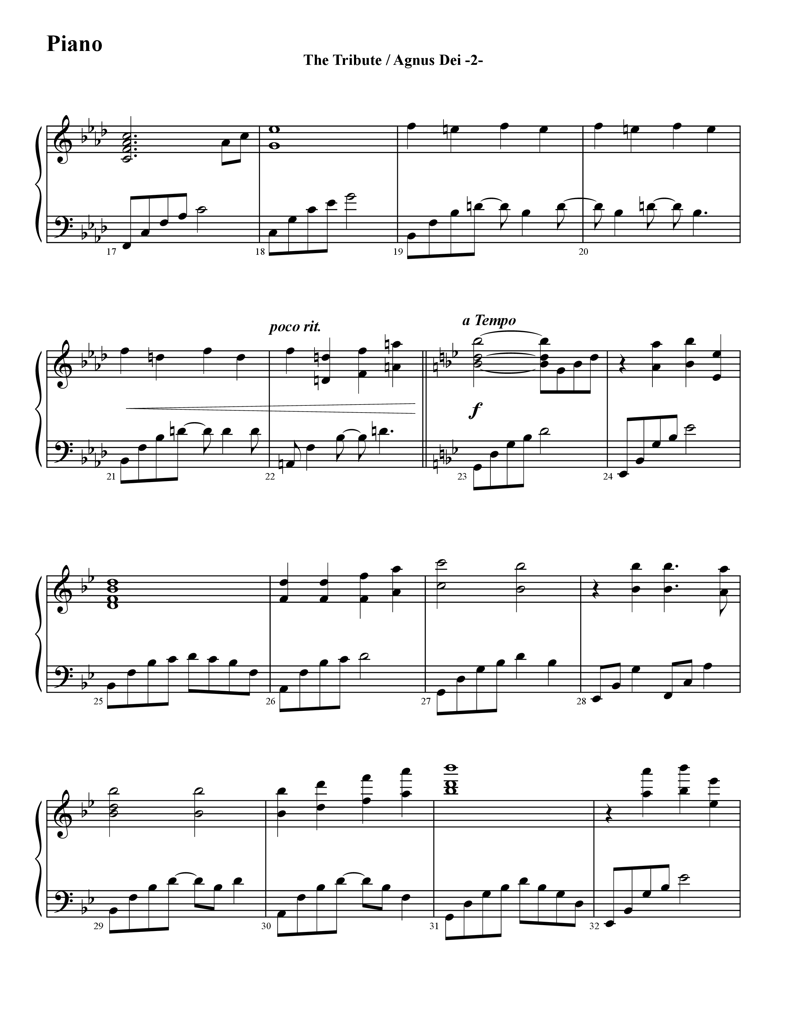 The Tribute (Instrumental) Piano Sheet (Word Music / Arr. David Hamilton)