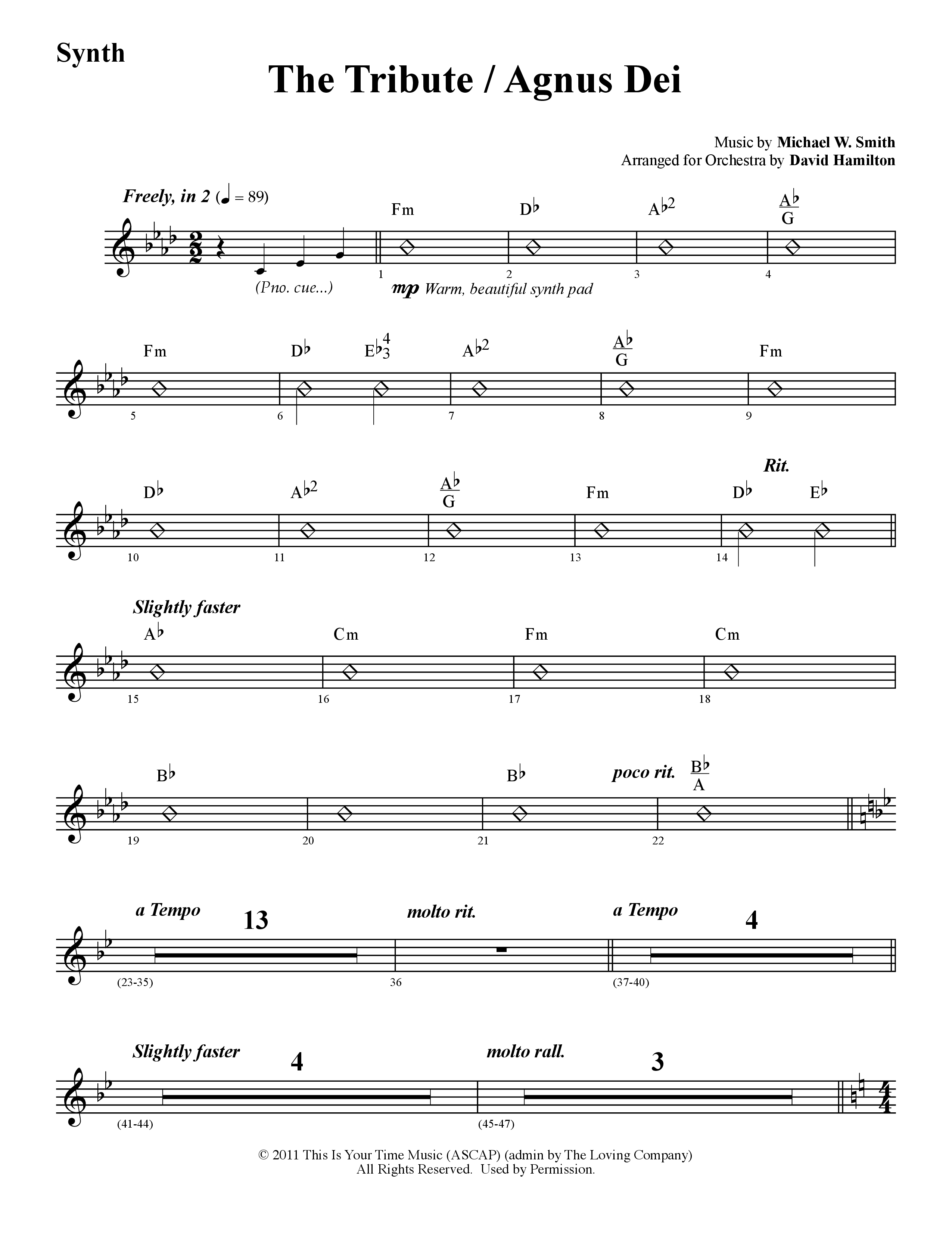 The Tribute (Instrumental) Synth (Word Music / Arr. David Hamilton)