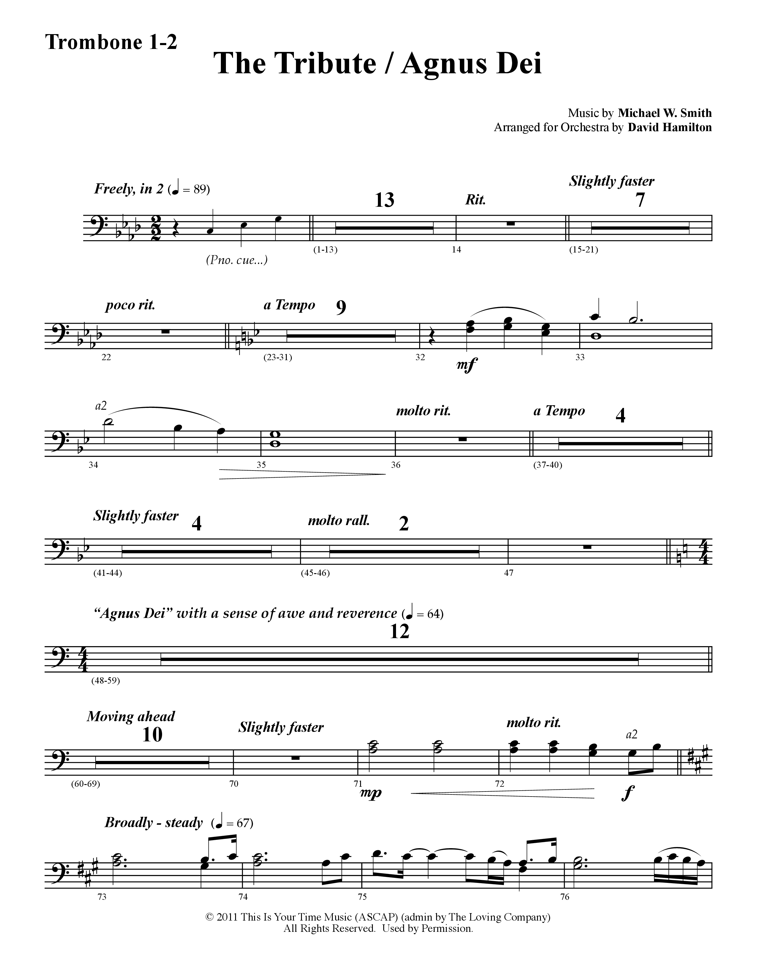 The Tribute (Instrumental) Trombone 1/2 (Word Music / Arr. David Hamilton)
