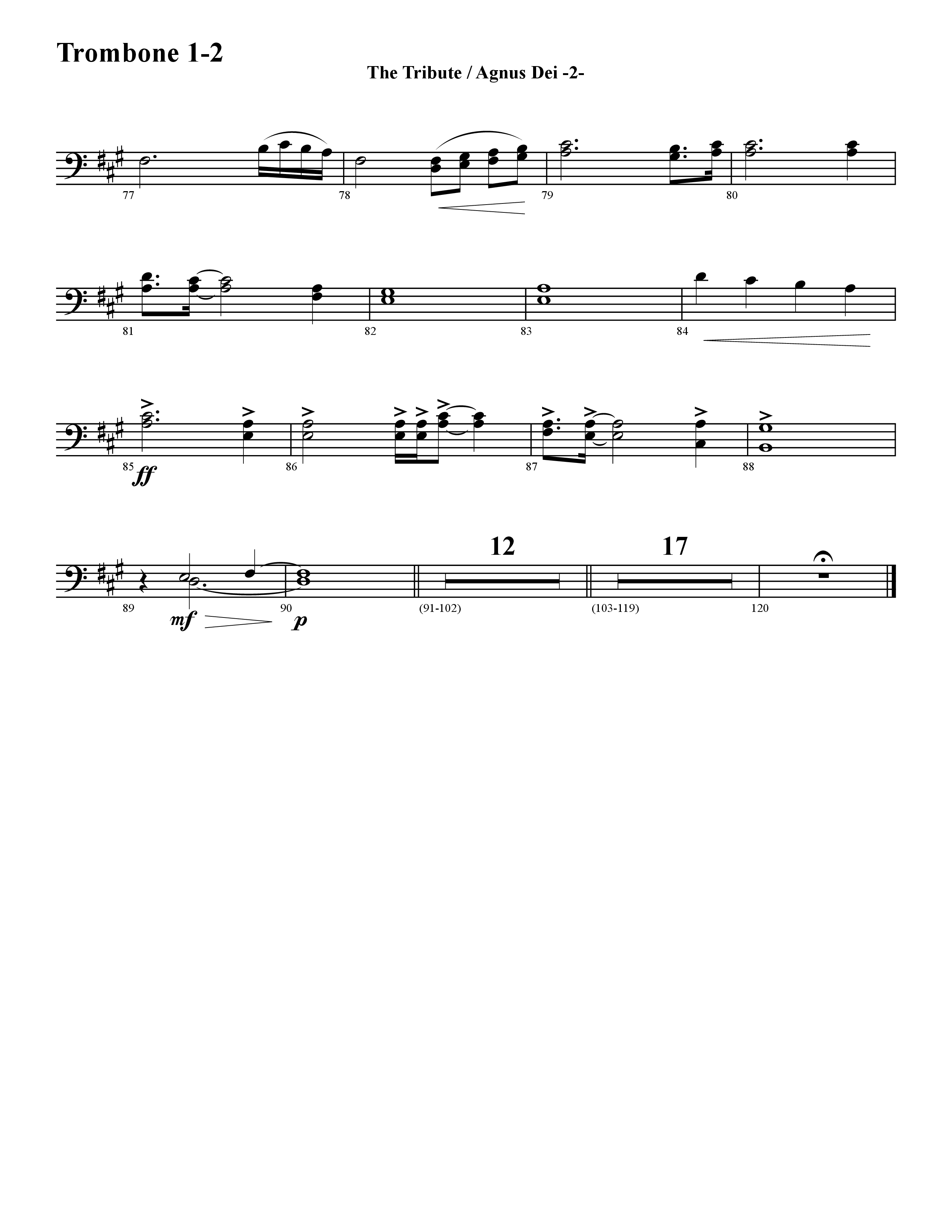 The Tribute (Instrumental) Trombone 1/2 (Word Music / Arr. David Hamilton)