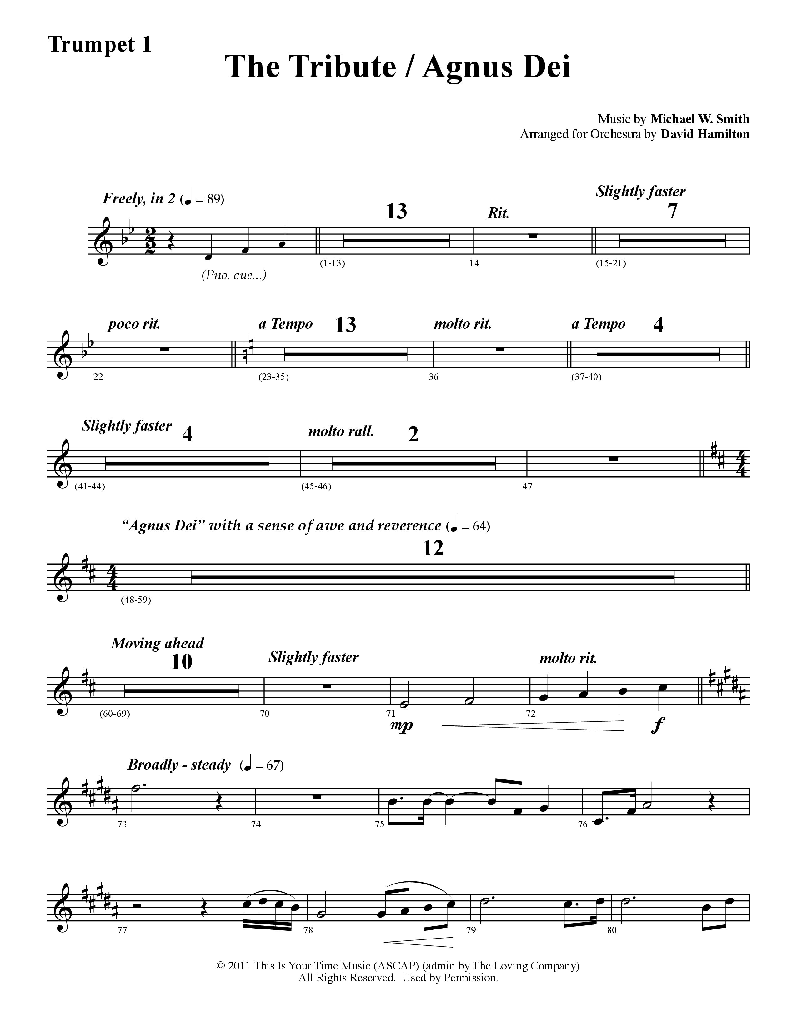 The Tribute (Instrumental) Trumpet 1 (Word Music / Arr. David Hamilton)