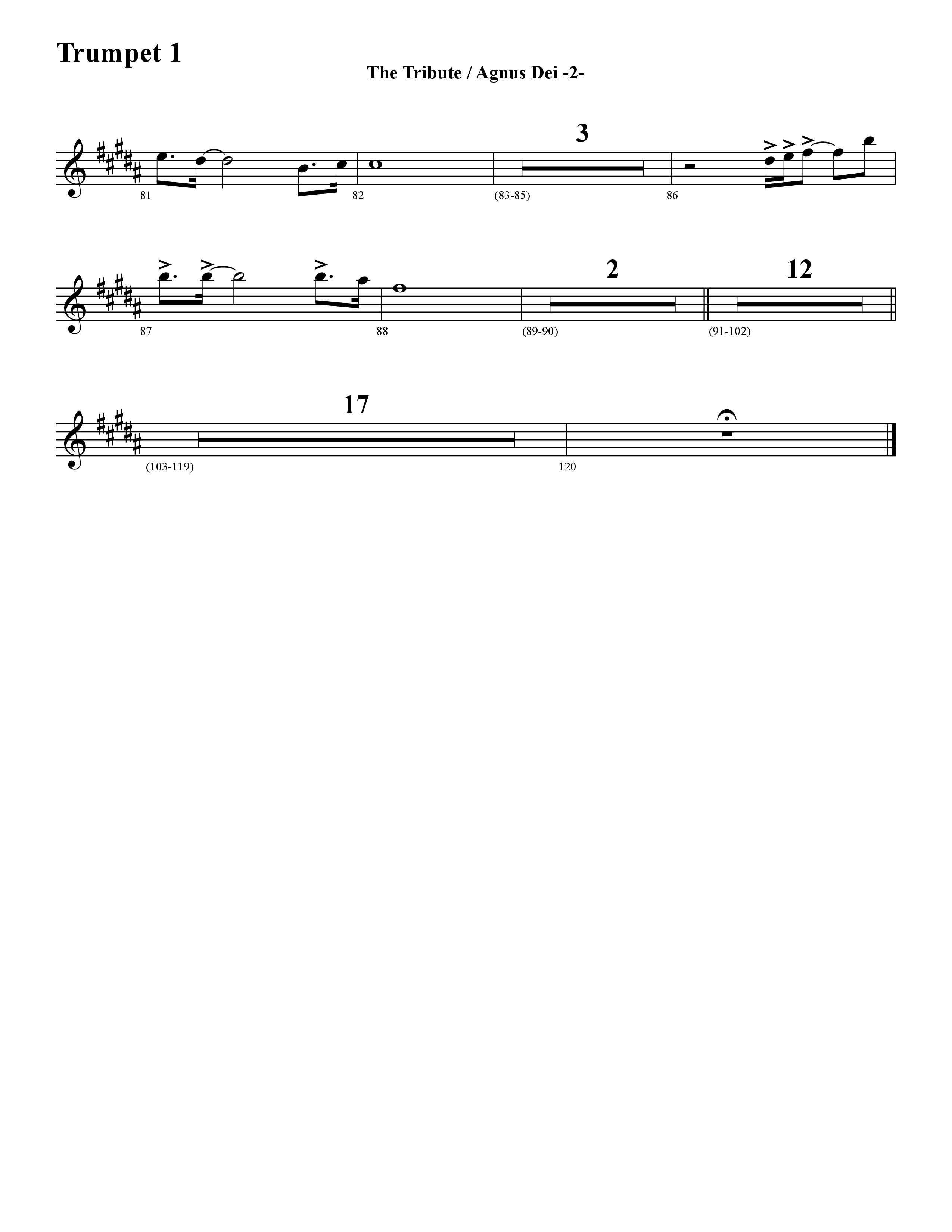 The Tribute (Instrumental) Trumpet 1 (Word Music / Arr. David Hamilton)