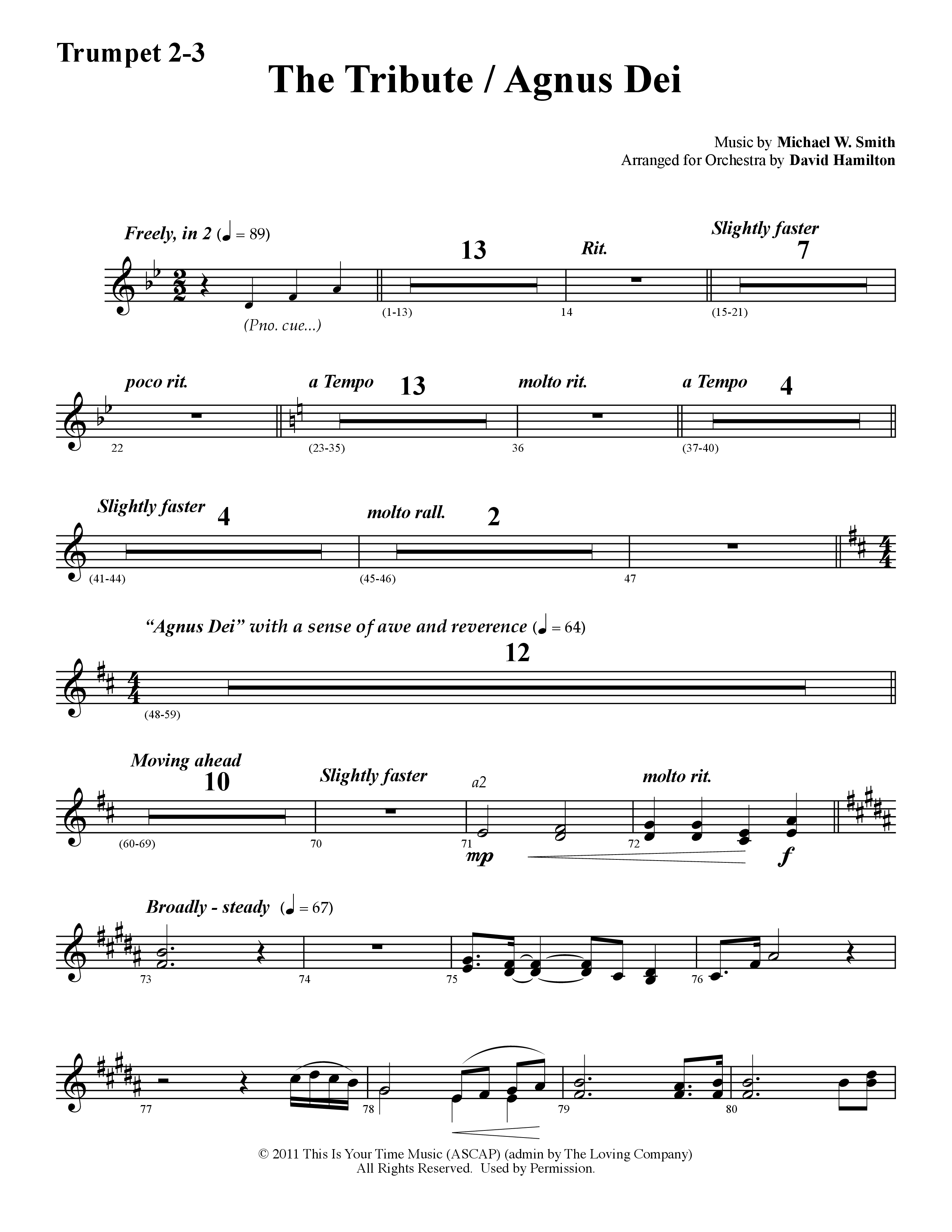The Tribute (Instrumental) Trumpet 2/3 (Word Music / Arr. David Hamilton)