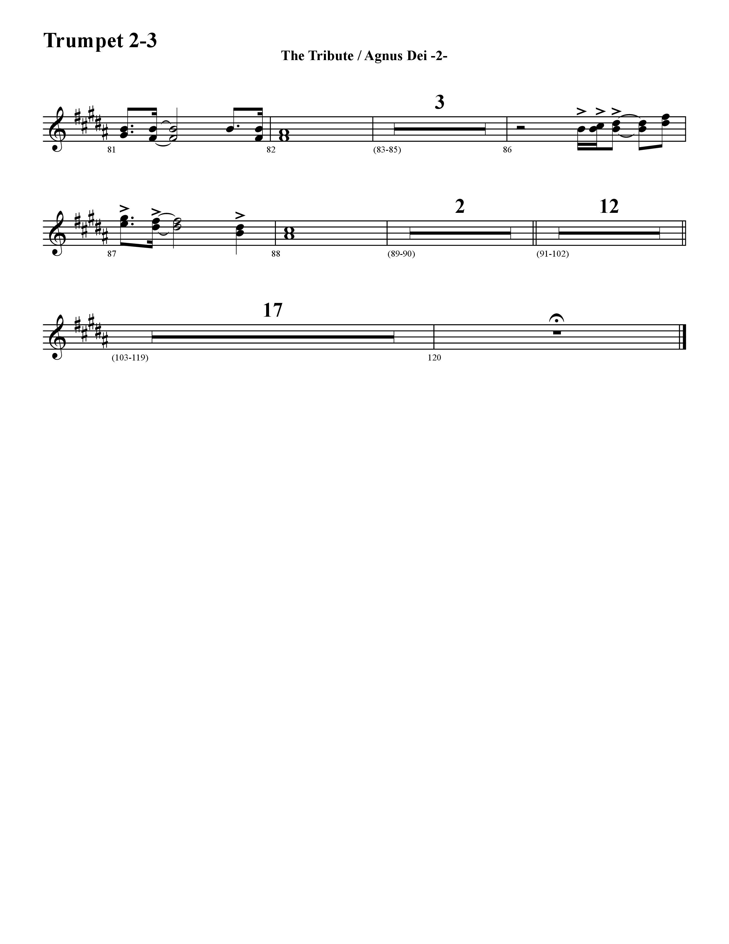 The Tribute (Instrumental) Trumpet 2/3 (Word Music / Arr. David Hamilton)