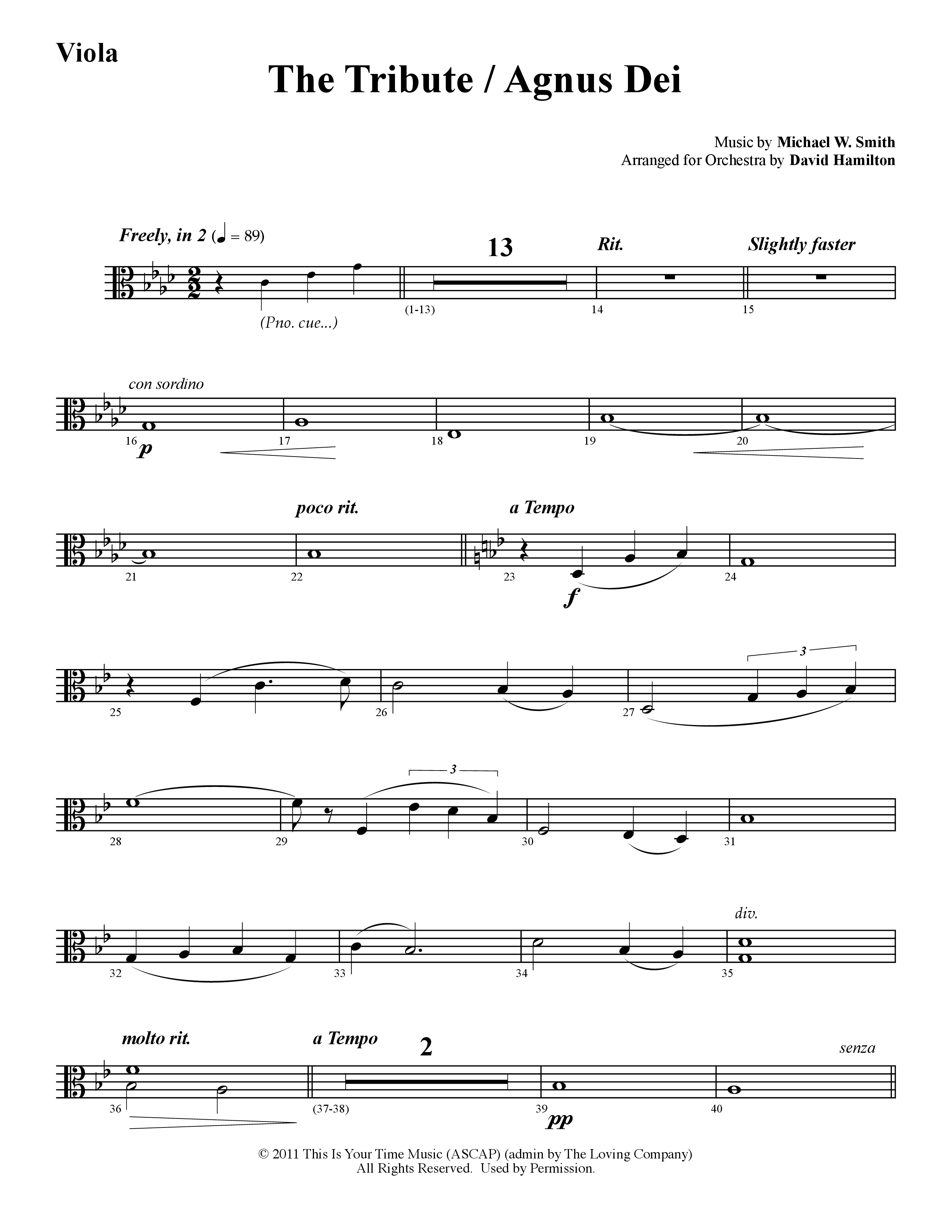 The Tribute (Instrumental) Viola (Word Music / Arr. David Hamilton)