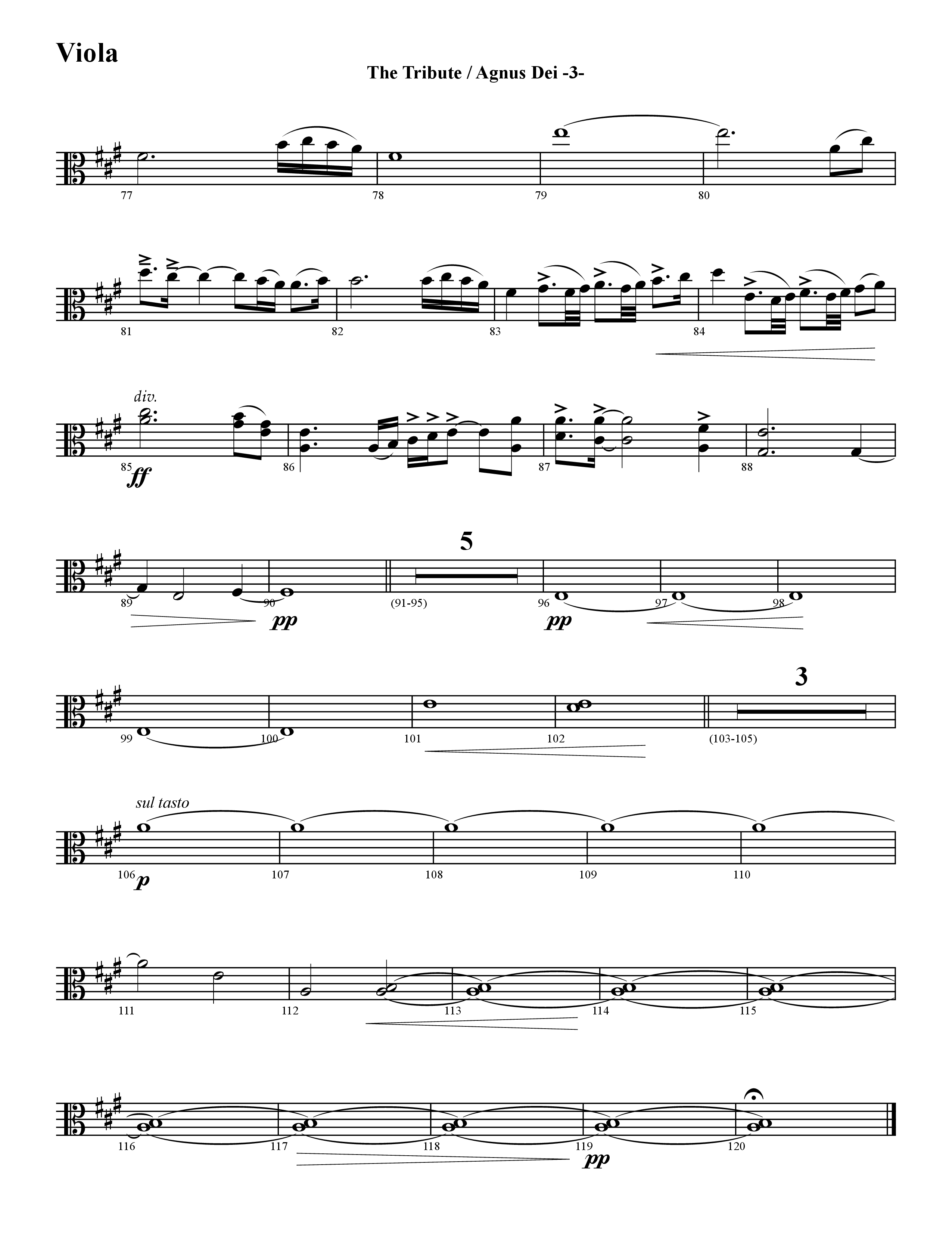 The Tribute (Instrumental) Viola (Word Music / Arr. David Hamilton)