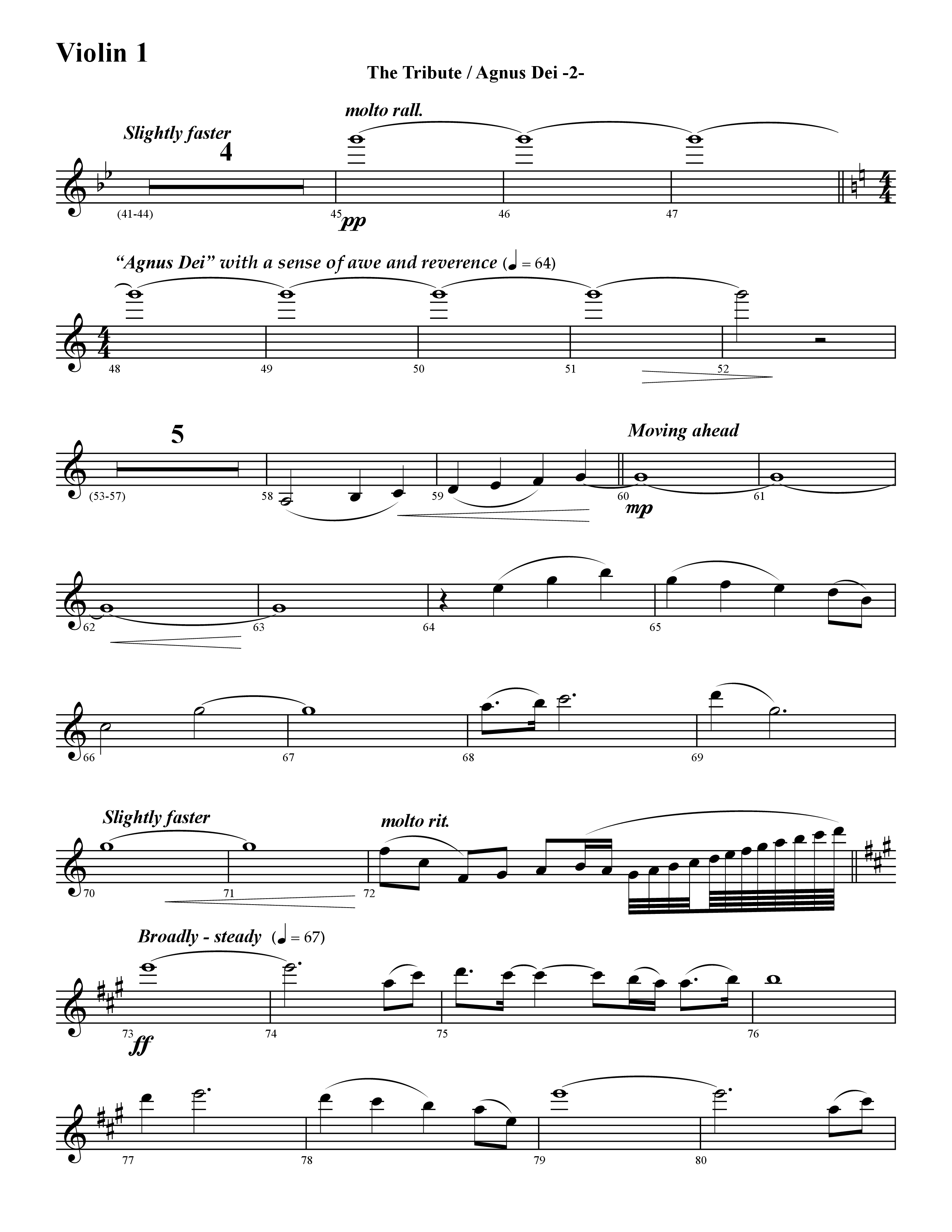 The Tribute (Instrumental) Violin 1 (Word Music / Arr. David Hamilton)