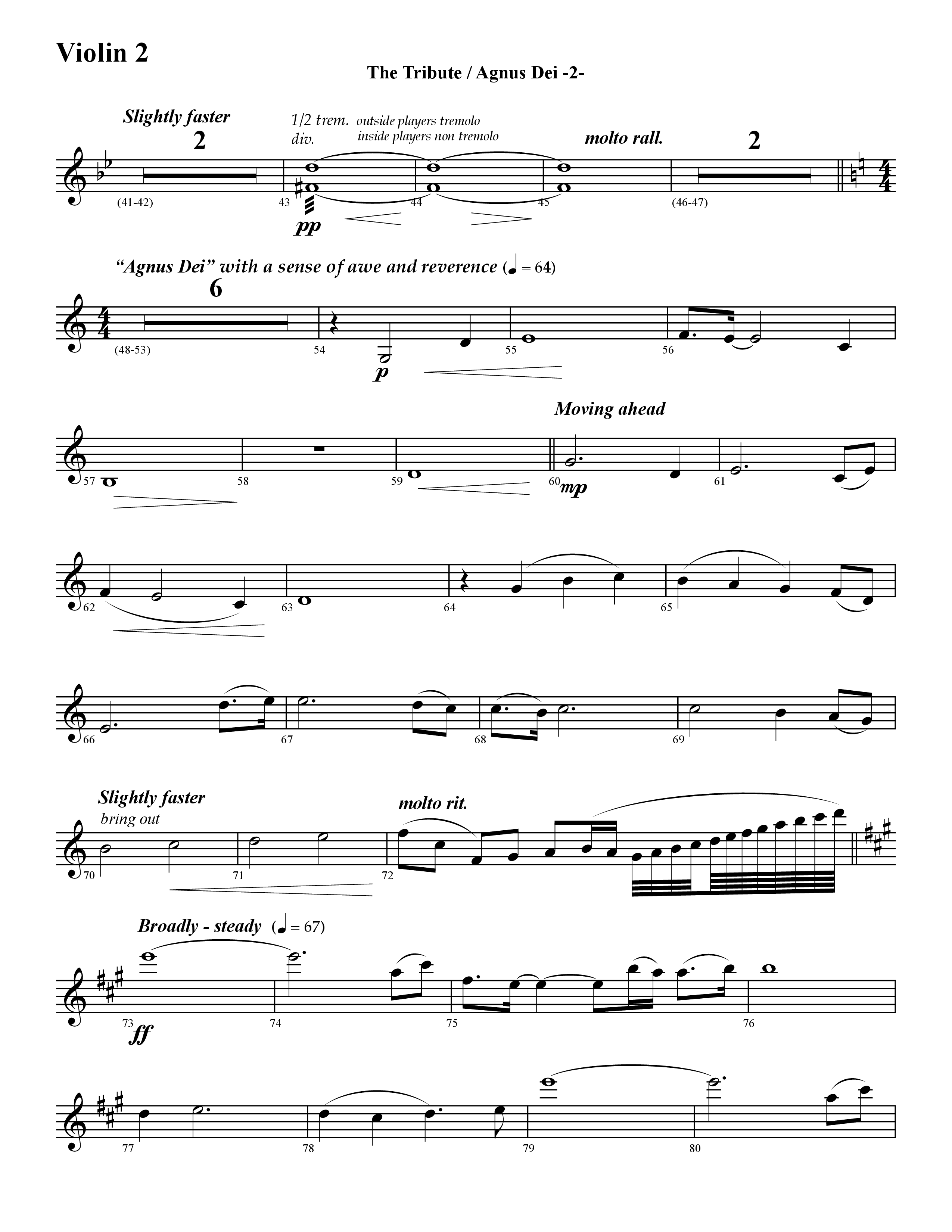The Tribute (Instrumental) Violin 2 (Word Music / Arr. David Hamilton)