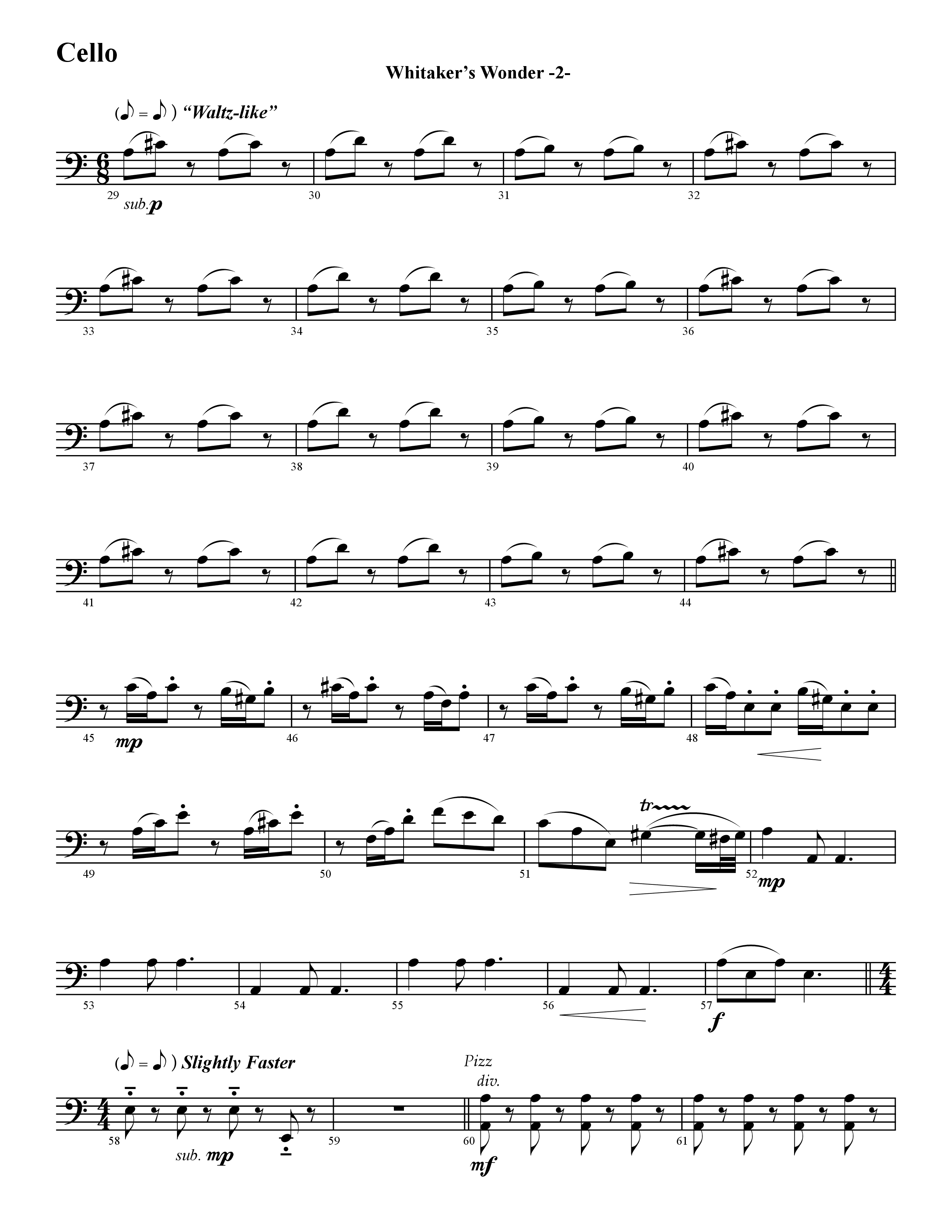 Whitaker's Wonder (Instrumental) Cello (Word Music / Arr. David Hamilton)