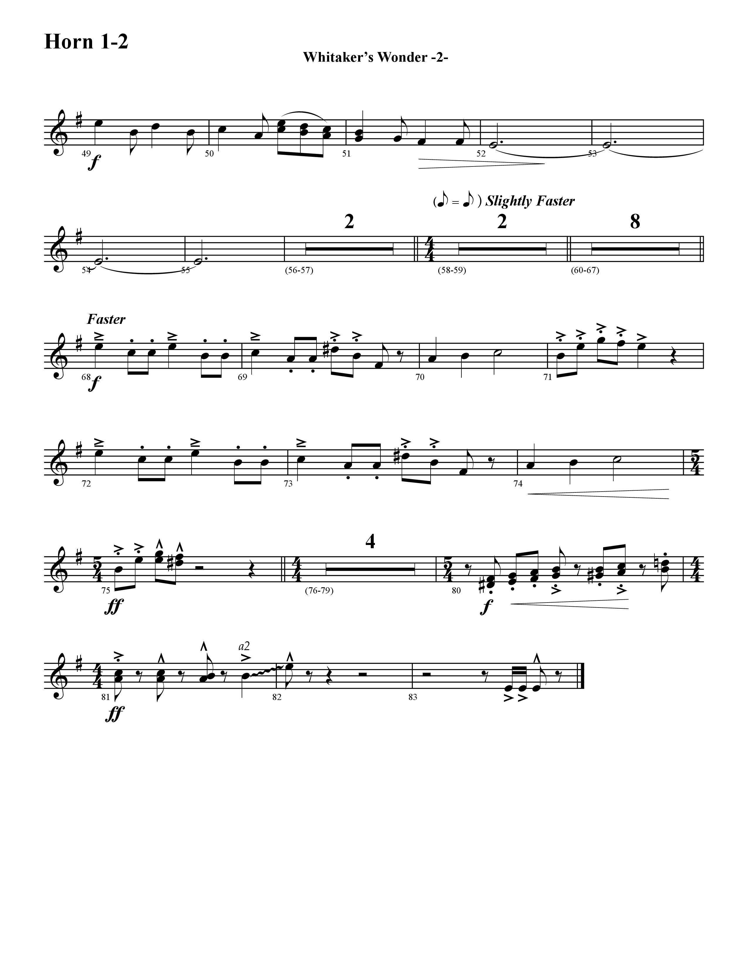 Whitaker's Wonder (Instrumental) French Horn 1/2 (Word Music / Arr. David Hamilton)