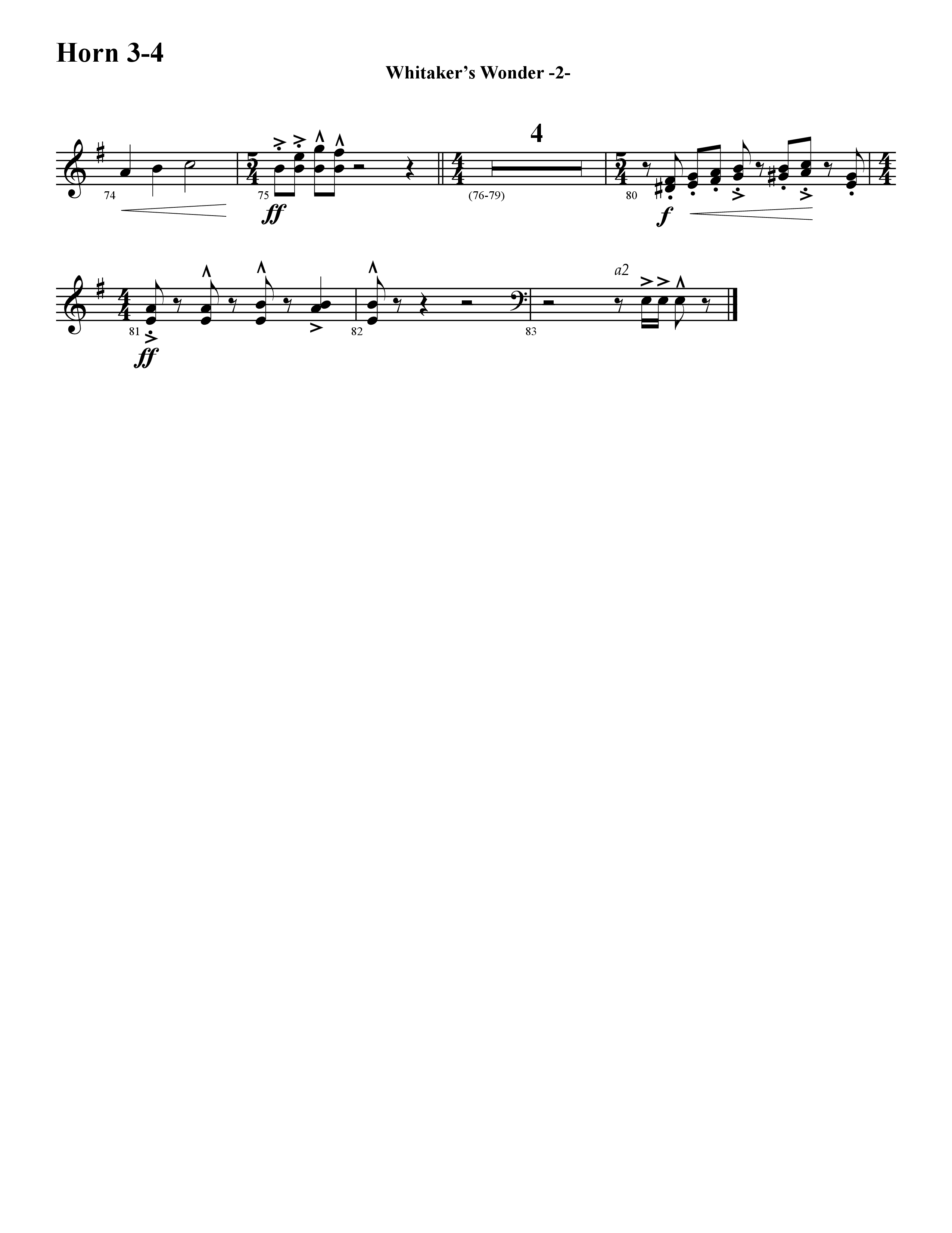 Whitaker's Wonder (Instrumental) French Horn 3 (Word Music / Arr. David Hamilton)