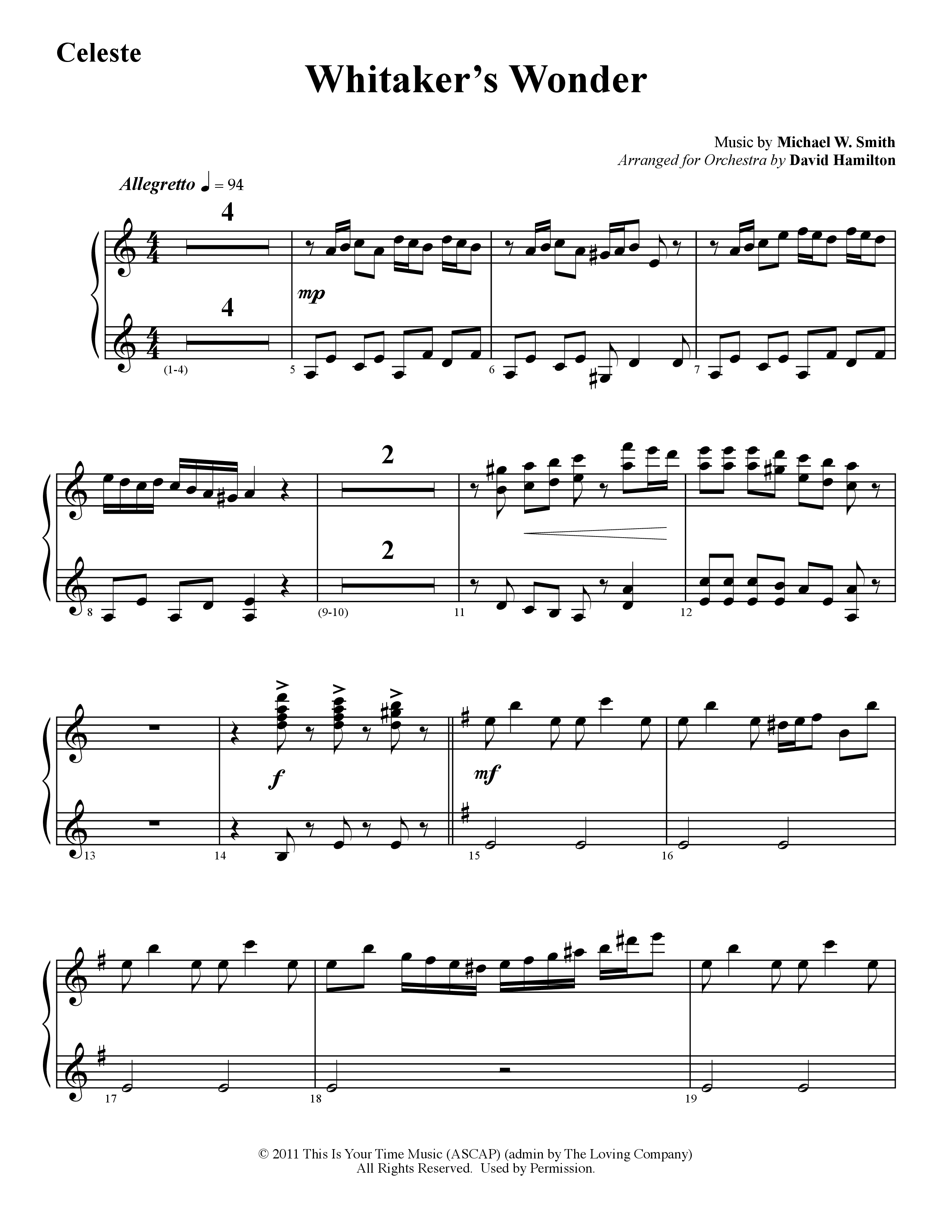 Whitaker's Wonder (Instrumental) Keys (Word Music / Arr. David Hamilton)