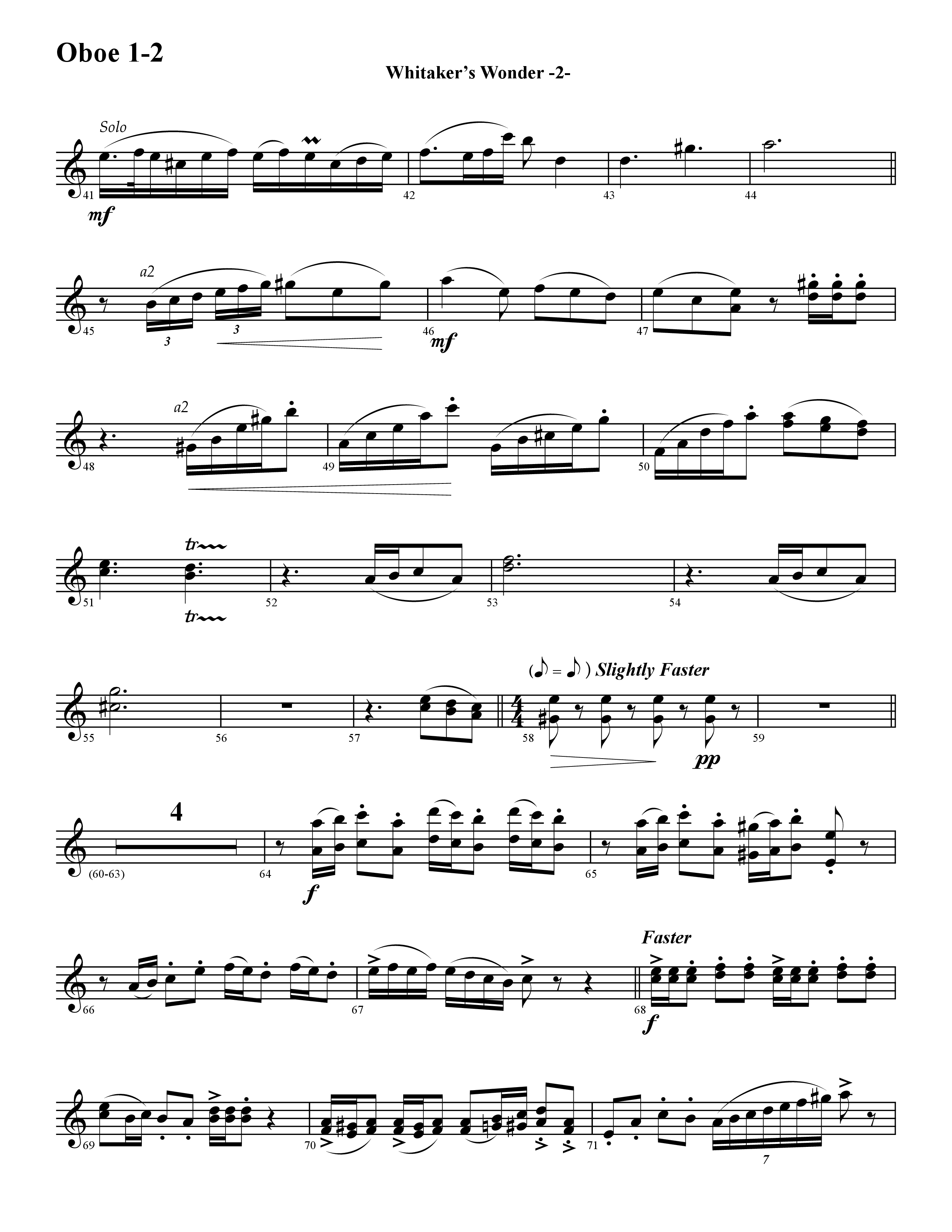 Whitaker's Wonder (Instrumental) Oboe 1/2 (Word Music / Arr. David Hamilton)