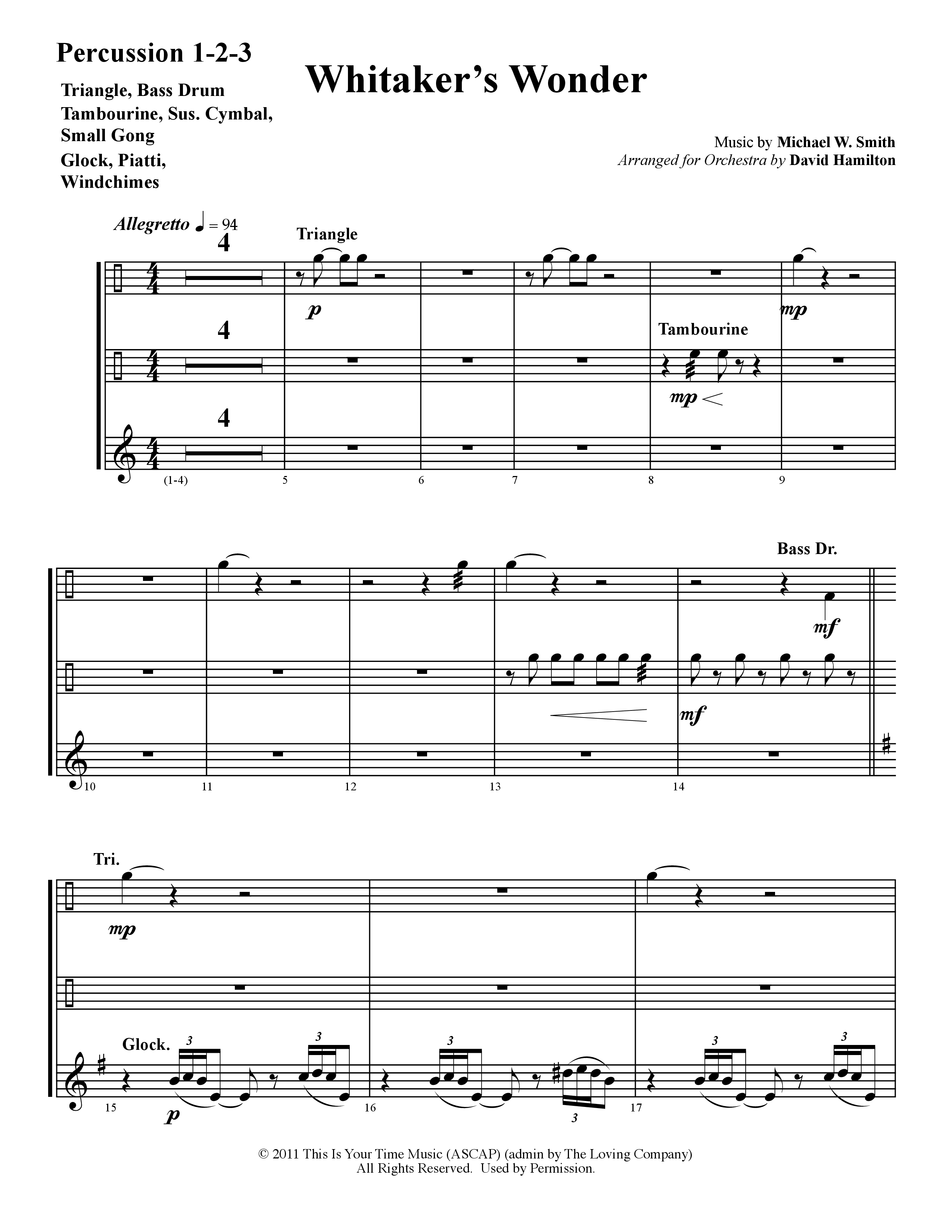 Whitaker's Wonder (Instrumental) Percussion (Word Music / Arr. David Hamilton)