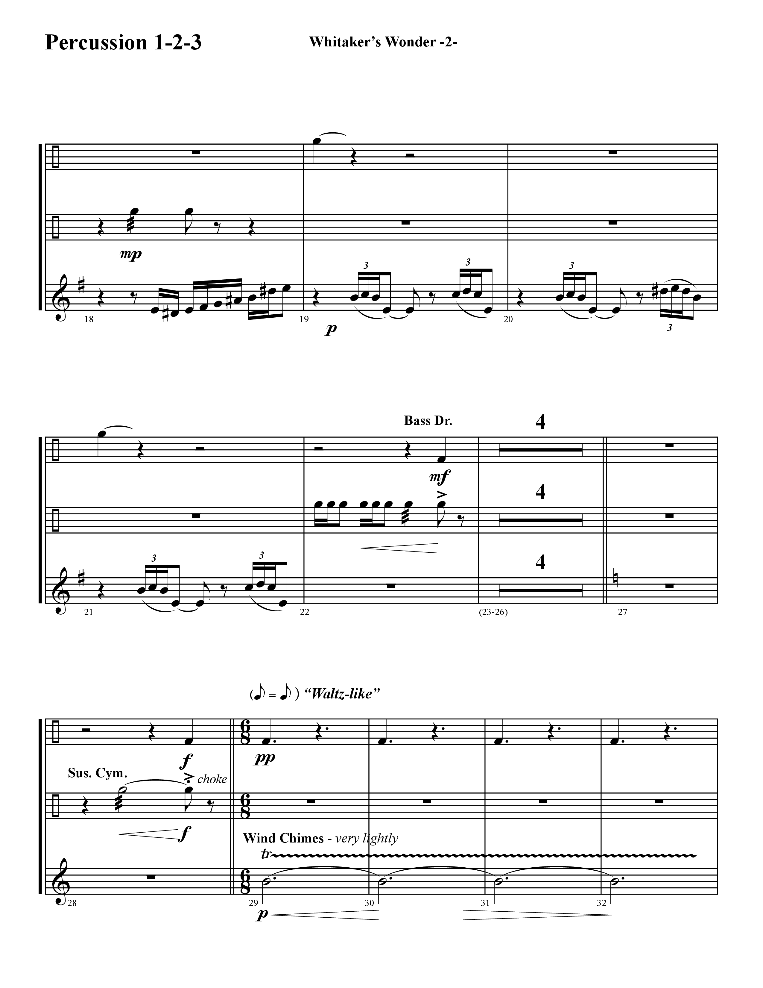 Whitaker's Wonder (Instrumental) Percussion (Word Music / Arr. David Hamilton)