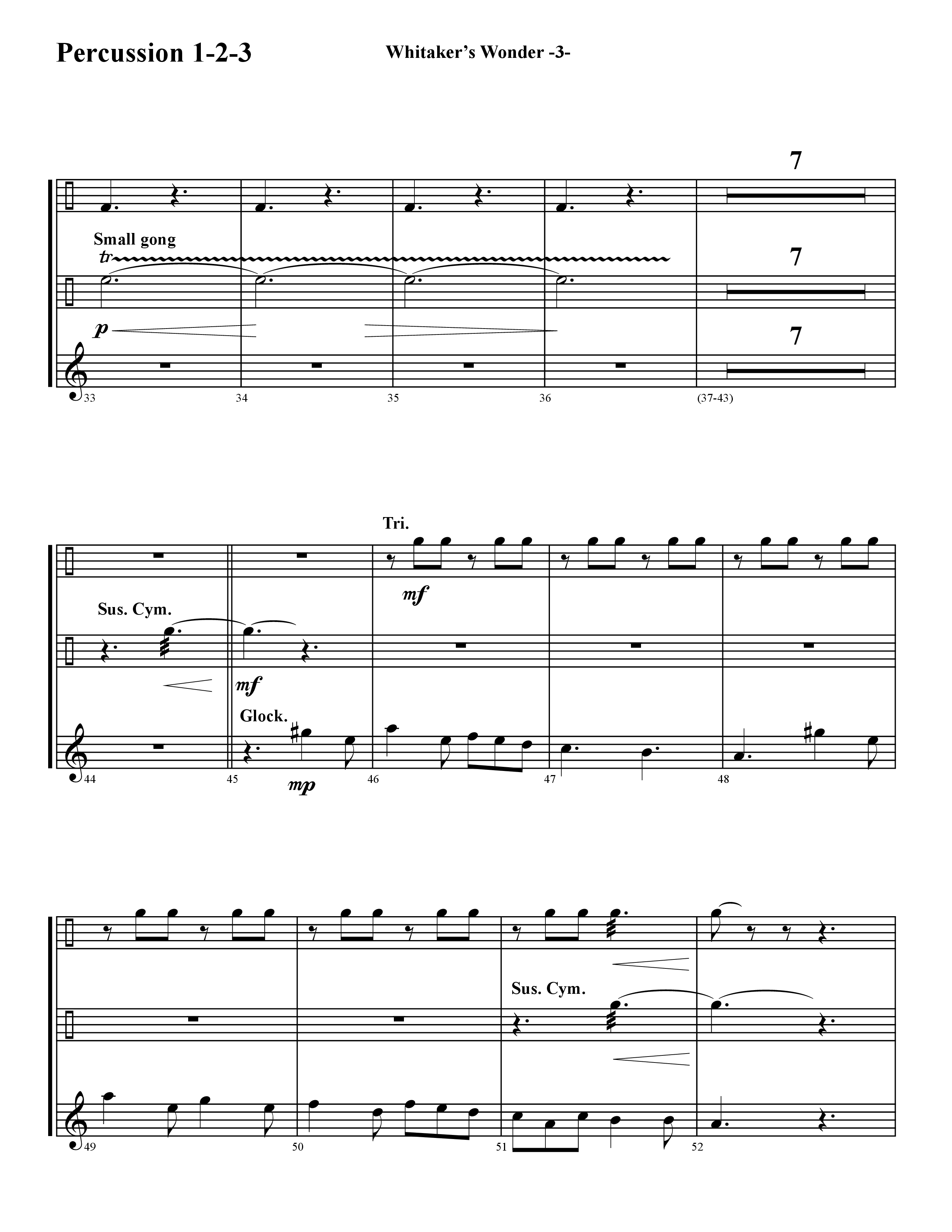 Whitaker's Wonder (Instrumental) Percussion (Word Music / Arr. David Hamilton)