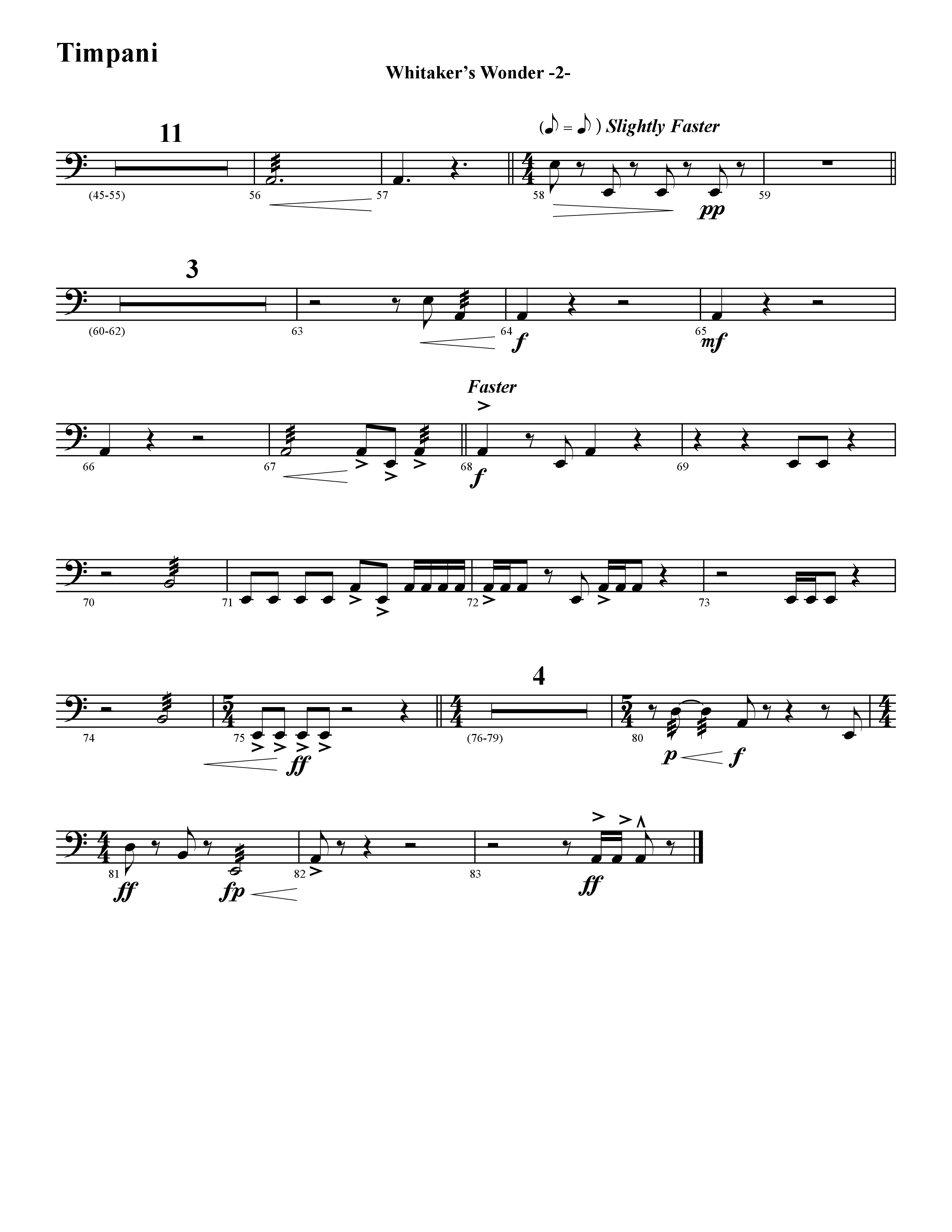 Whitaker's Wonder (Instrumental) Timpani (Word Music / Arr. David Hamilton)