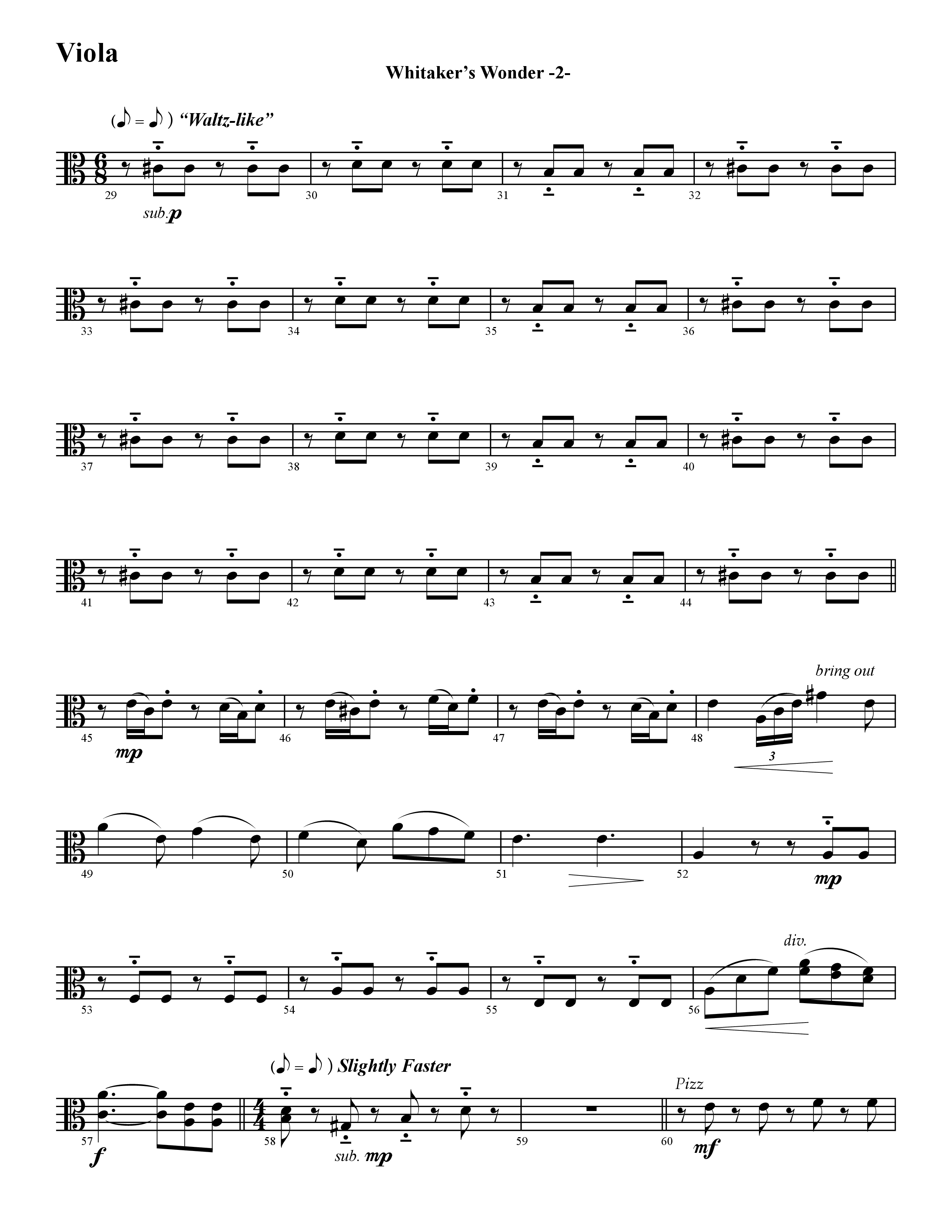 Whitaker's Wonder (Instrumental) Viola (Word Music / Arr. David Hamilton)