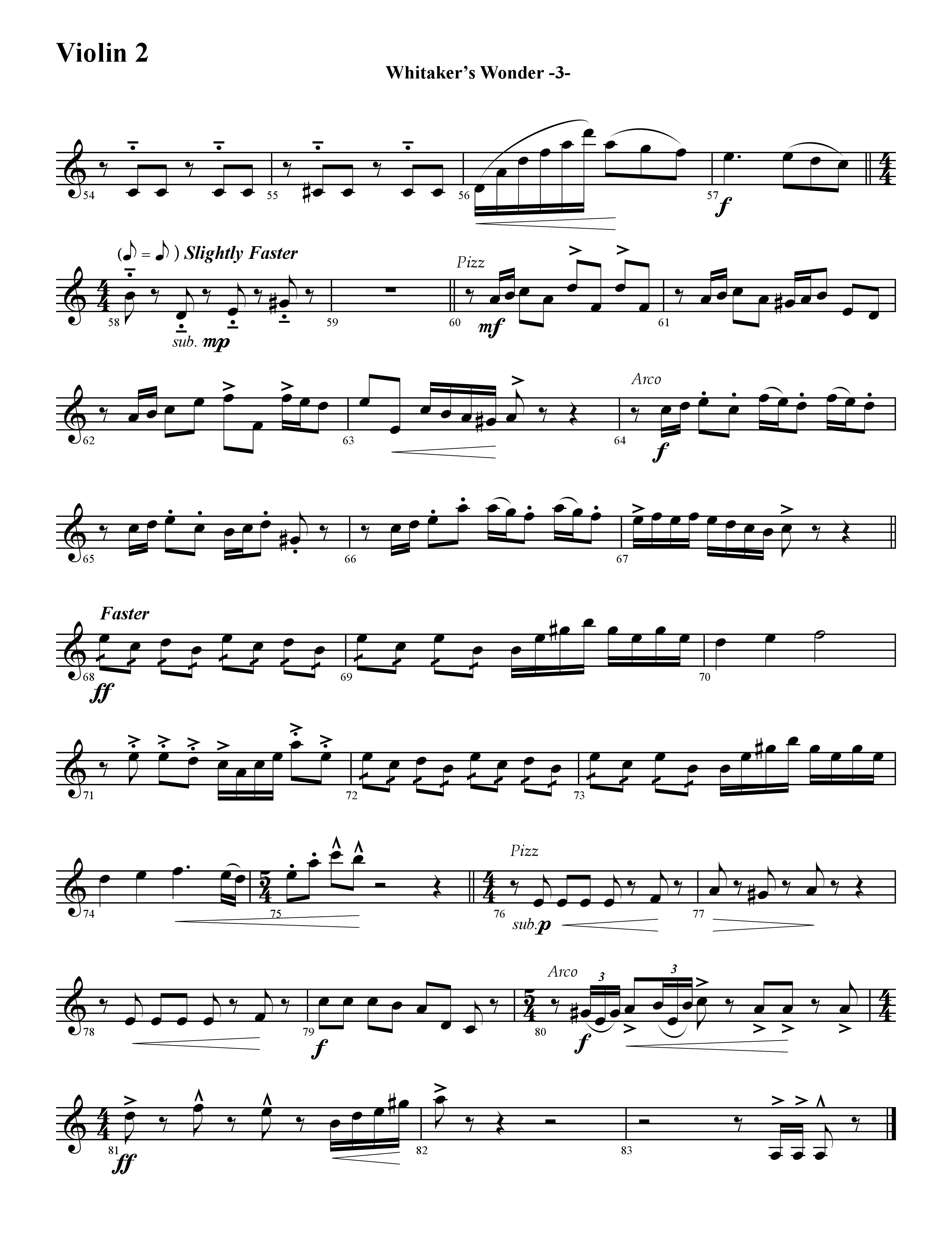 Whitaker's Wonder (Instrumental) Violin 2 (Word Music / Arr. David Hamilton)
