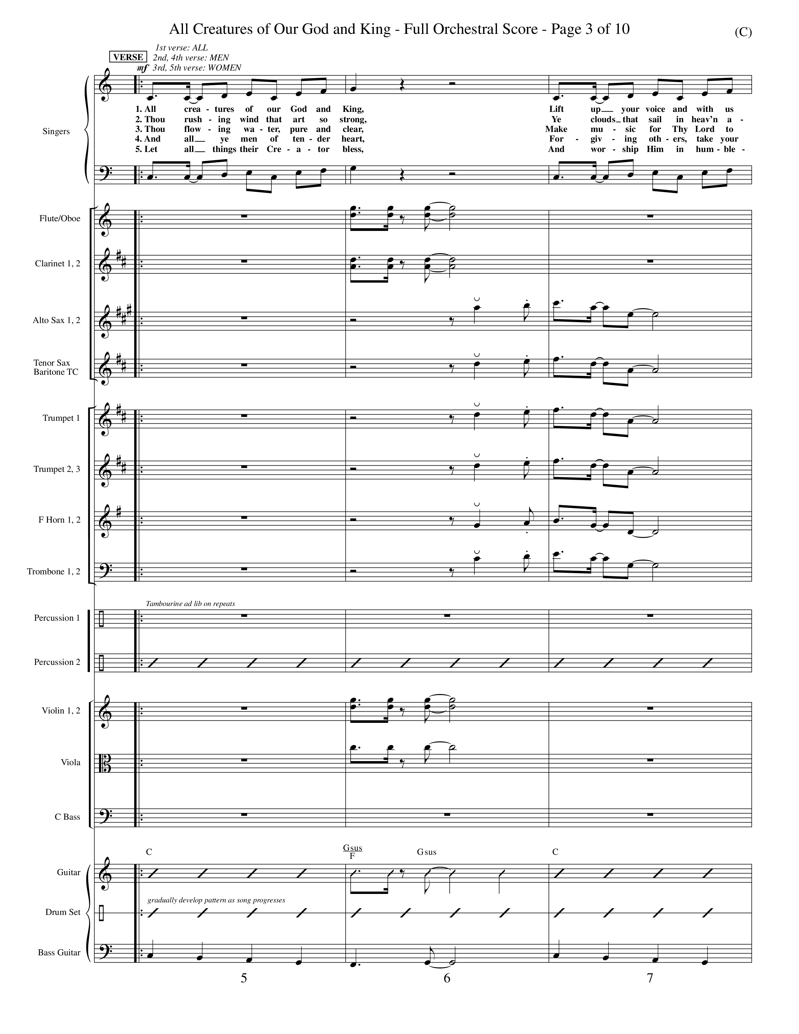 All Creatures Of Our God And King (Choral Anthem SATB) Orchestration (Word Music / Arr. John E. Coates / Orch. Dave Williamson / Orch. Keith Christopher)