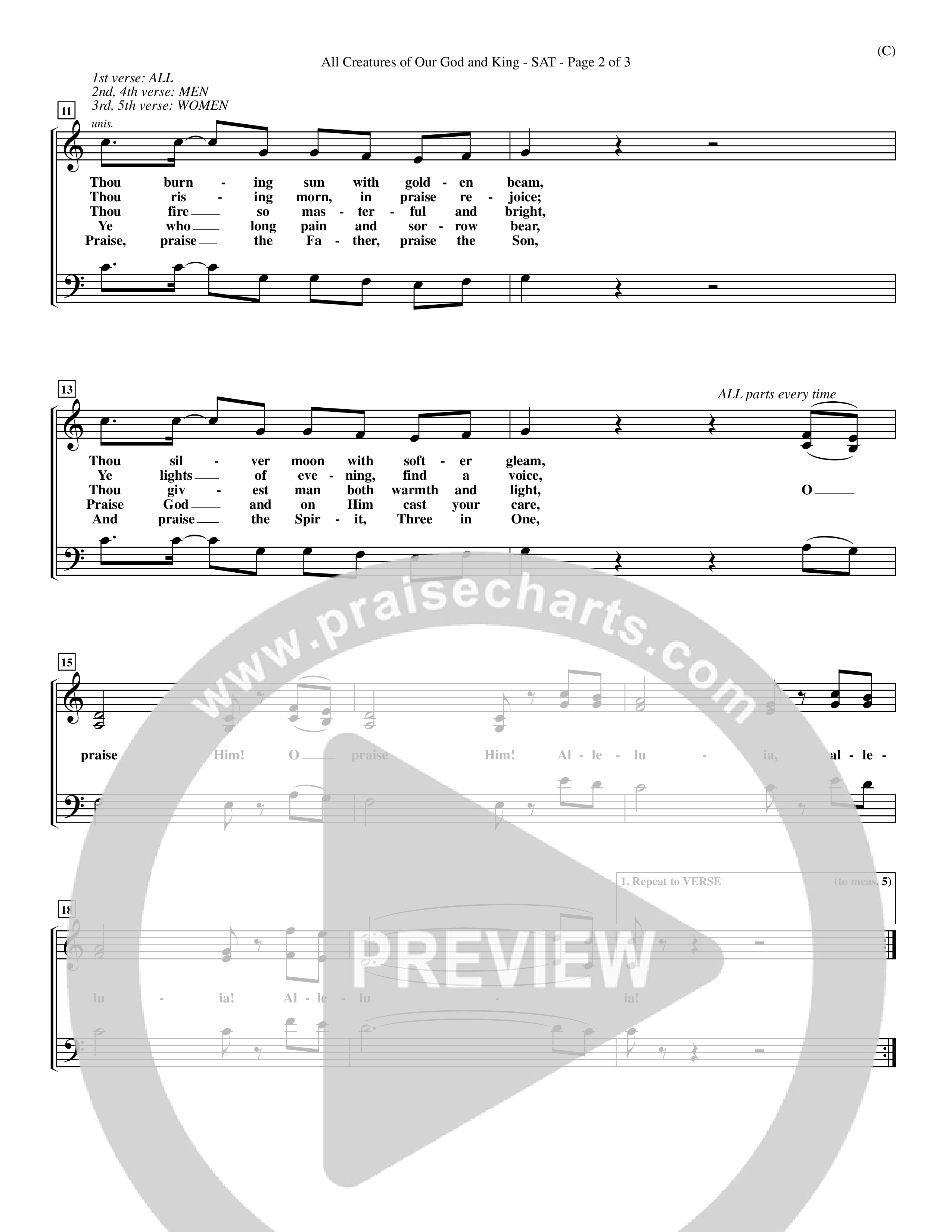 All Creatures Of Our God And King (Choral Anthem SATB) Lead Sheet (SAT) (Word Music / Arr. John E. Coates / Orch. Dave Williamson / Orch. Keith Christopher)