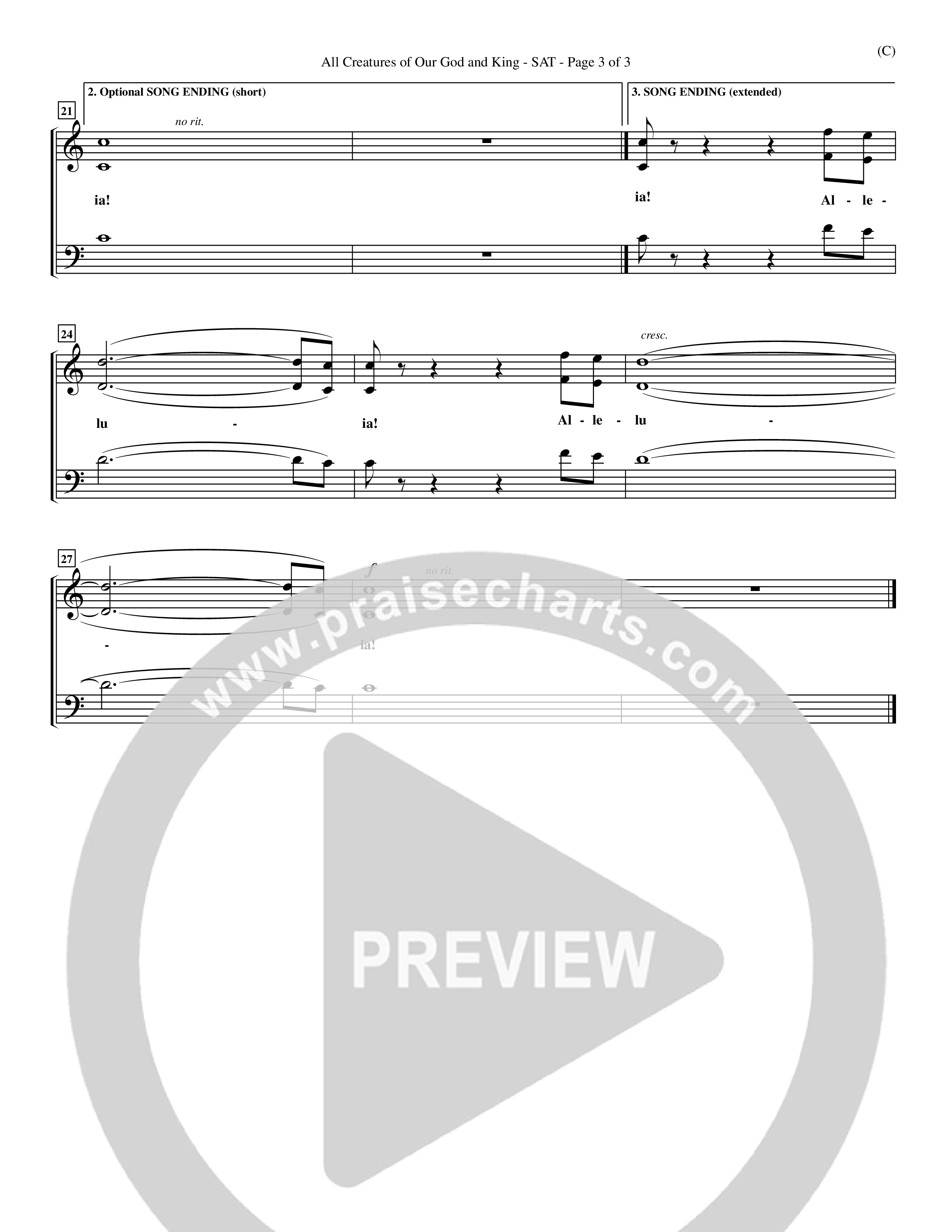 All Creatures Of Our God And King (Choral Anthem SATB) Lead Sheet (SAT) (Word Music / Arr. John E. Coates / Orch. Dave Williamson / Orch. Keith Christopher)