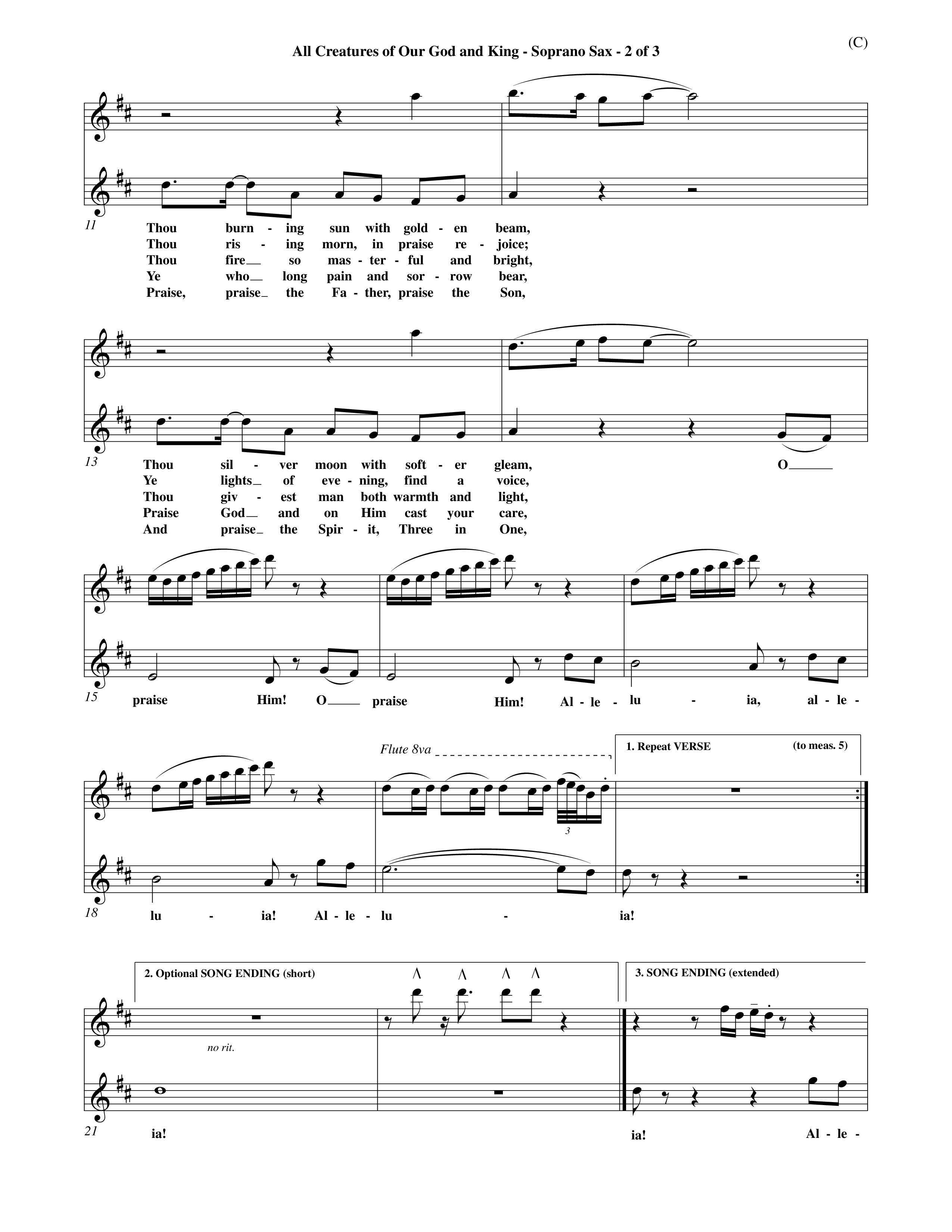 All Creatures Of Our God And King (Choral Anthem SATB) Saxophone (Word Music / Arr. John E. Coates / Orch. Dave Williamson / Orch. Keith Christopher)
