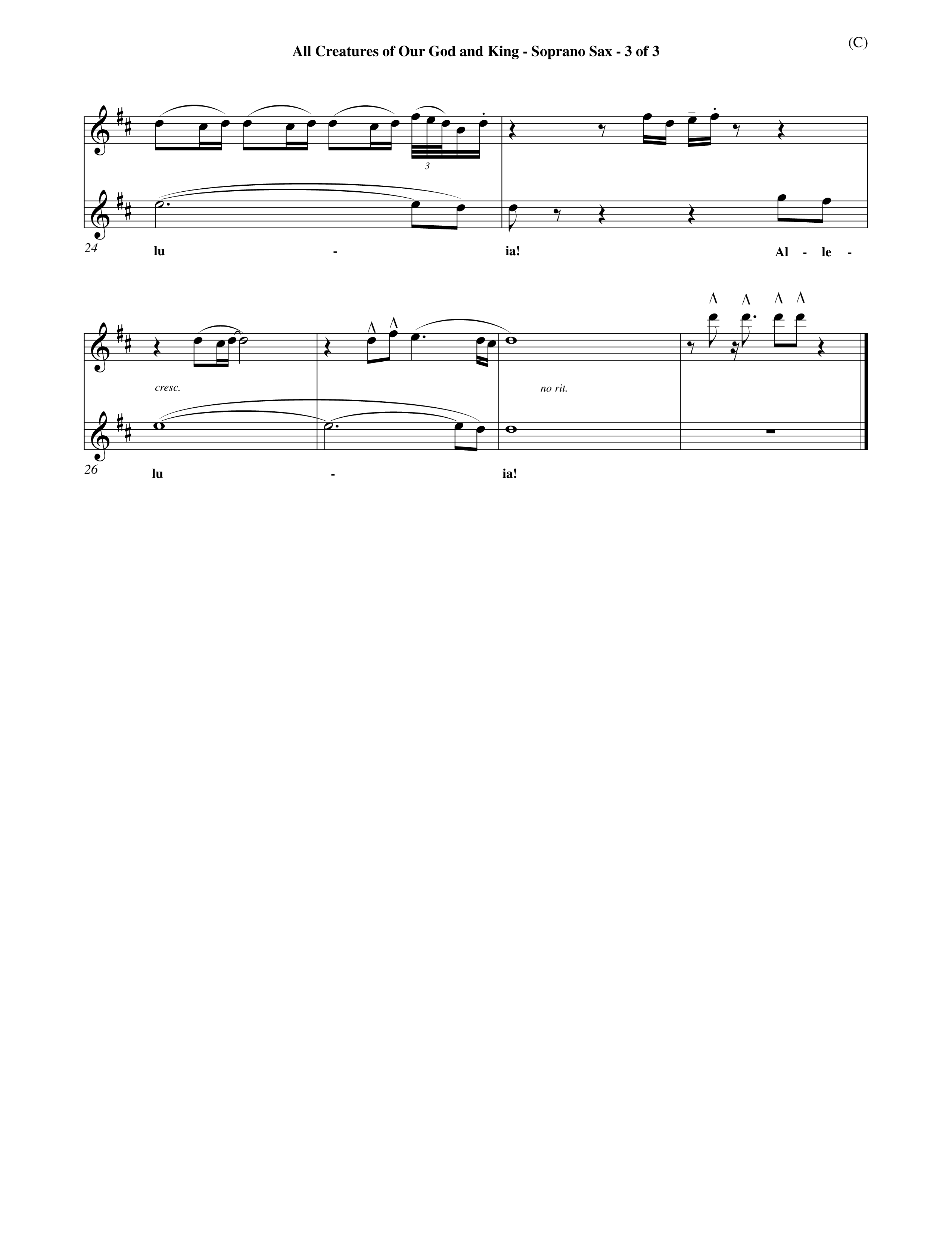 All Creatures Of Our God And King (Choral Anthem SATB) Saxophone (Word Music / Arr. John E. Coates / Orch. Dave Williamson / Orch. Keith Christopher)