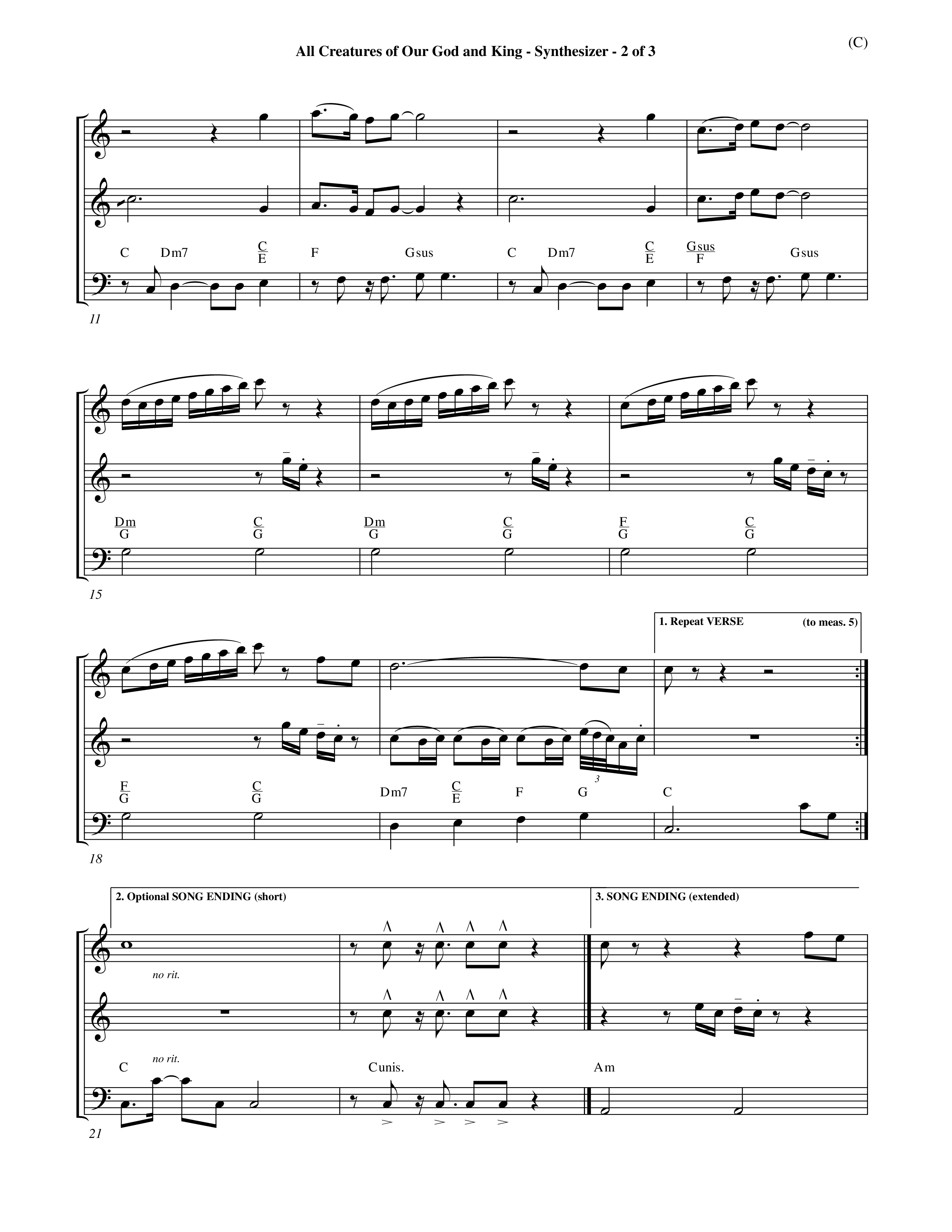 All Creatures Of Our God And King (Choral Anthem SATB) Synth (Word Music / Arr. John E. Coates / Orch. Dave Williamson / Orch. Keith Christopher)