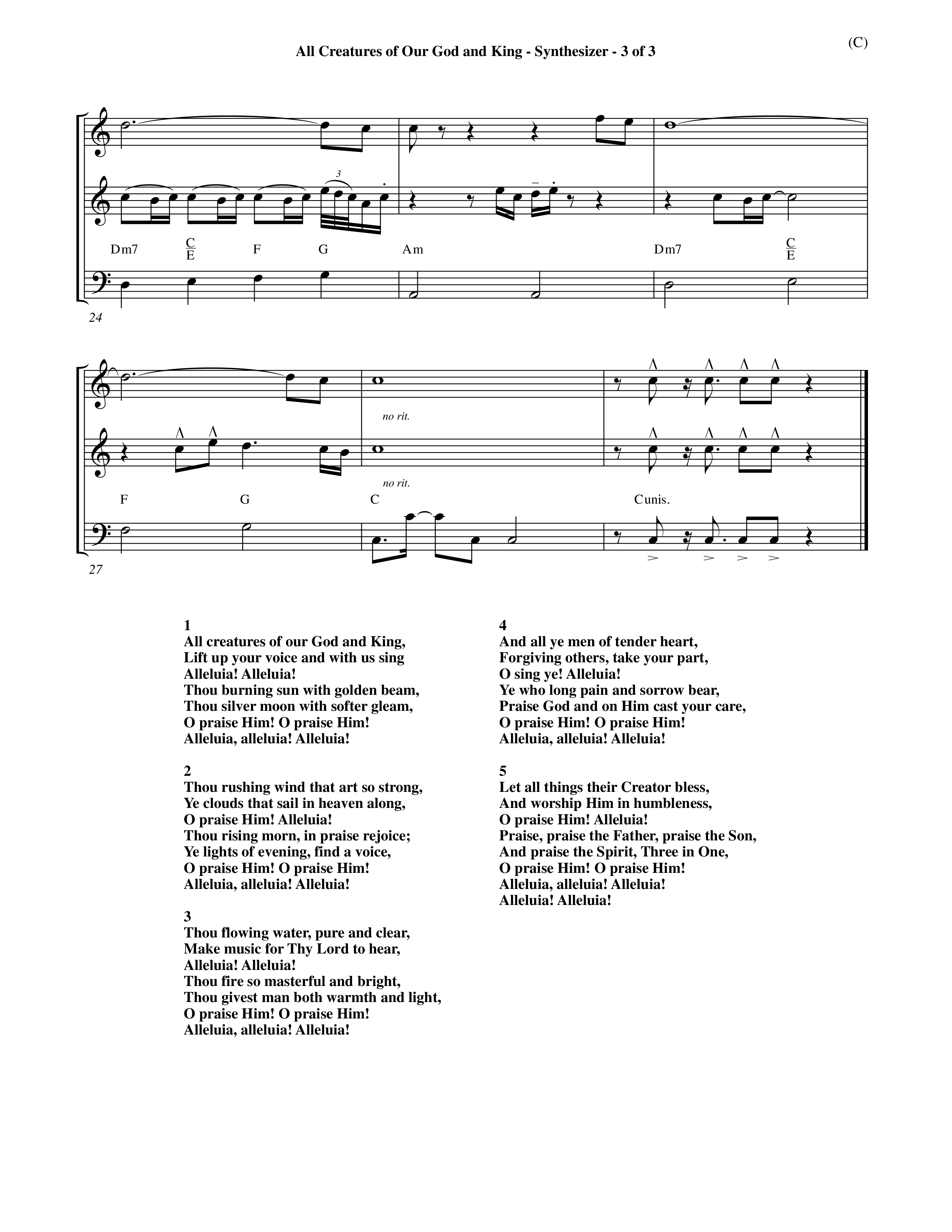 All Creatures Of Our God And King (Choral Anthem SATB) Synth (Word Music / Arr. John E. Coates / Orch. Dave Williamson / Orch. Keith Christopher)